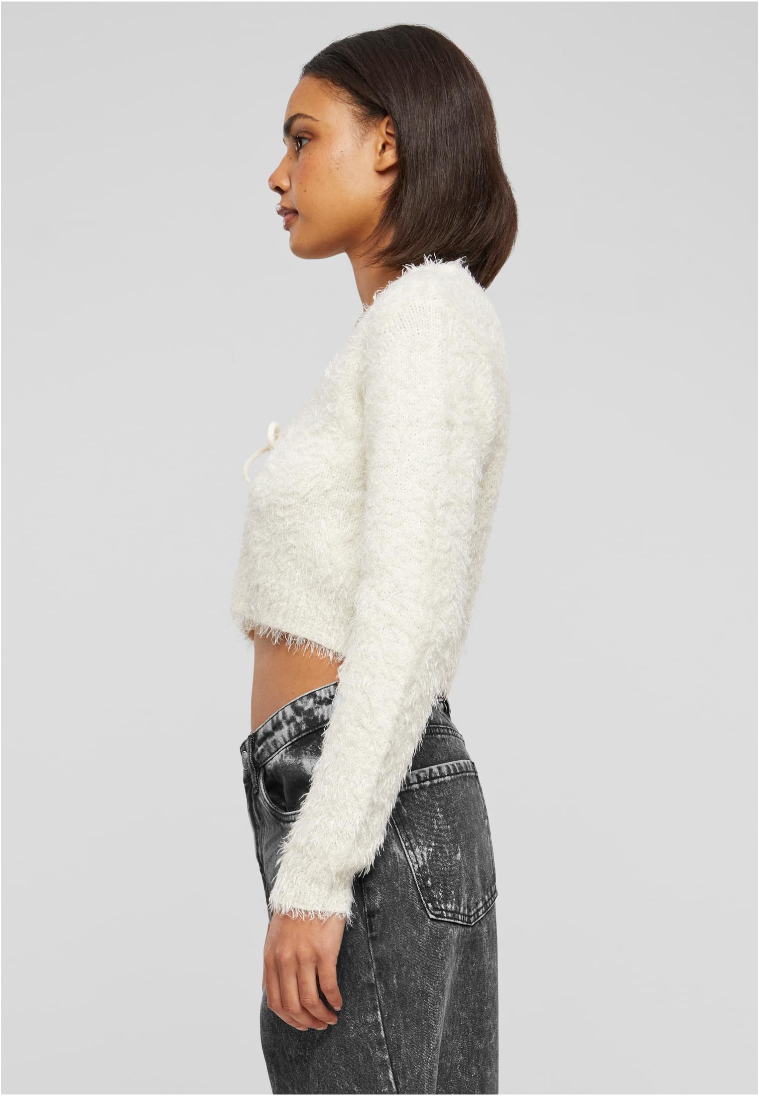 UC Ladies Cardigan Tied Cropped Feather whitesand