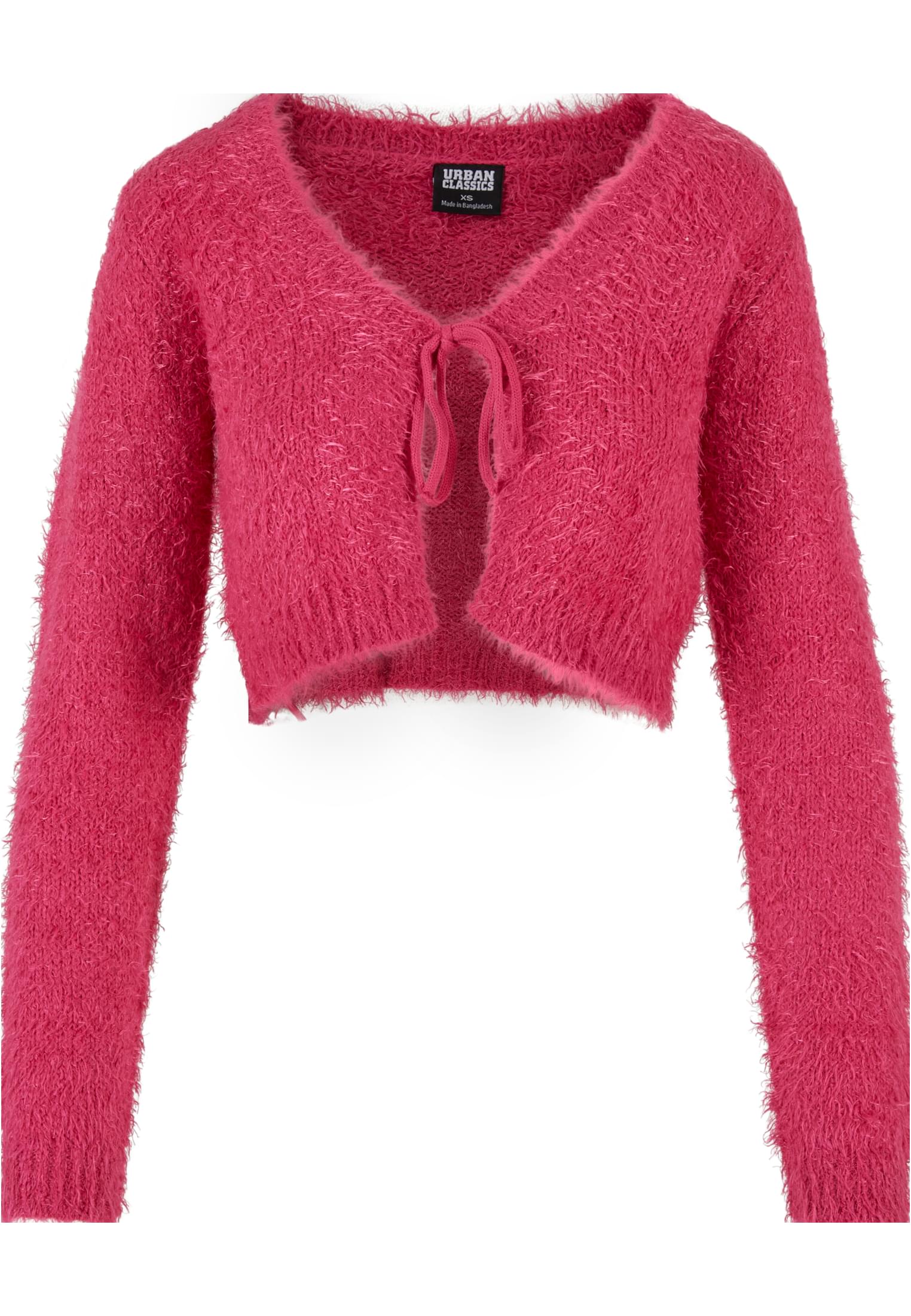 UC Ladies Cardigan Tied Cropped Feather hibiskuspink