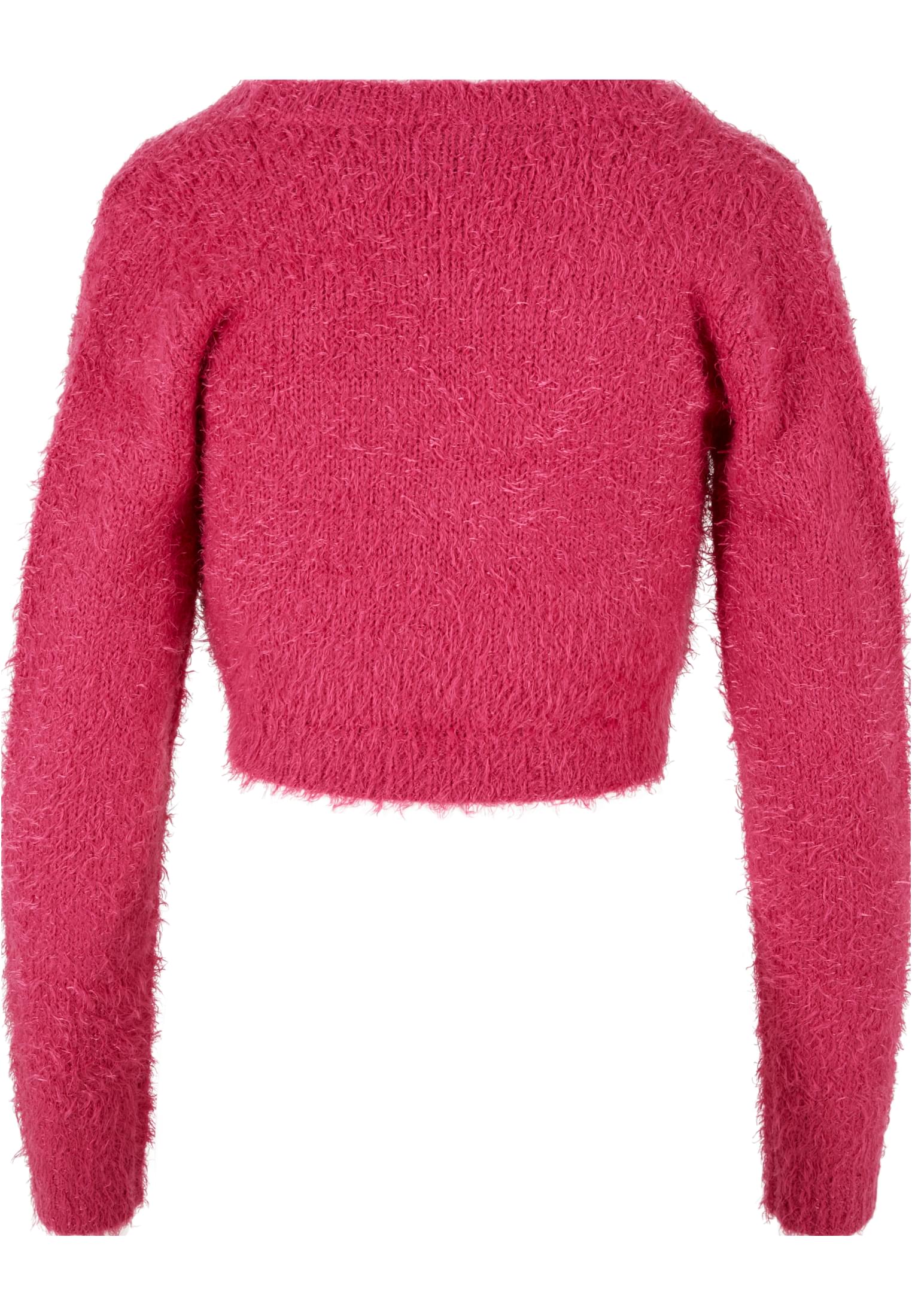 UC Ladies Cardigan Tied Cropped Feather hibiskuspink