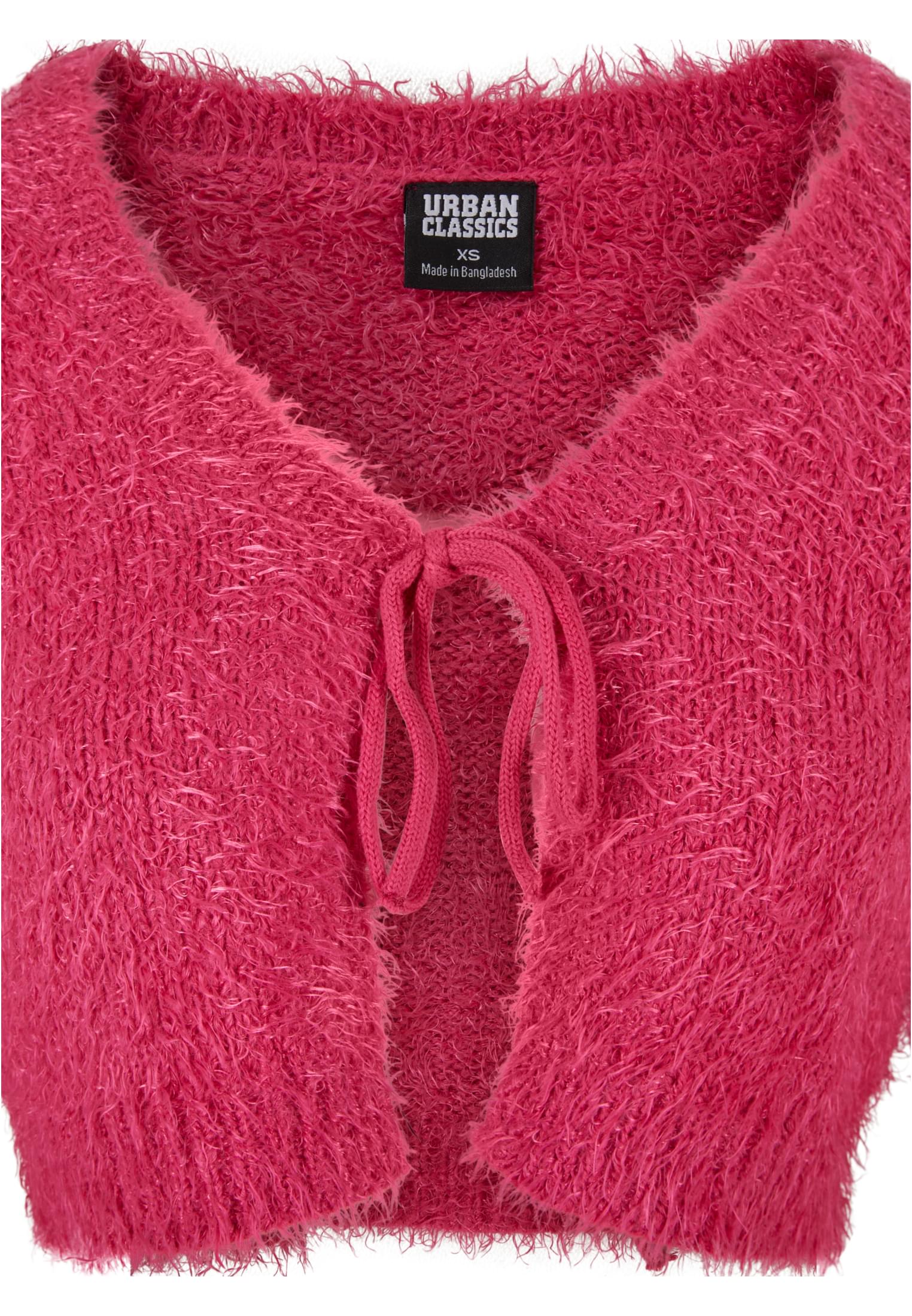 UC Ladies Cardigan Tied Cropped Feather hibiskuspink