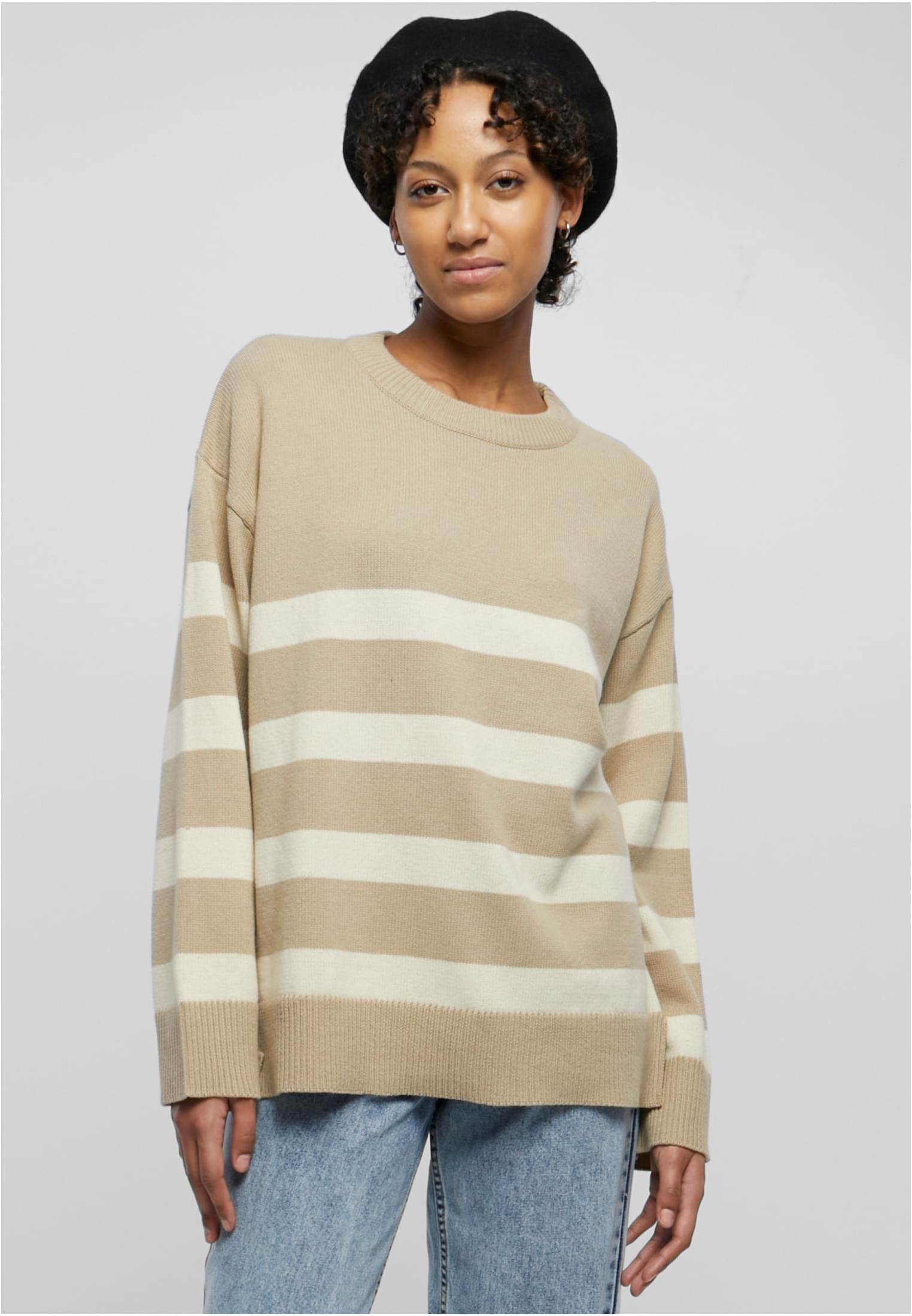 Urban Classics Maglione Striped Knit Crew wetsand/sand