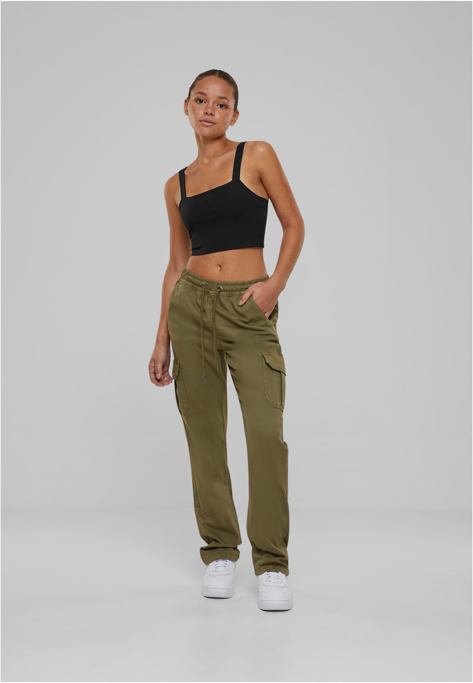 UC Ladies Pantaloni High Waist Twill Cargo tiniolive