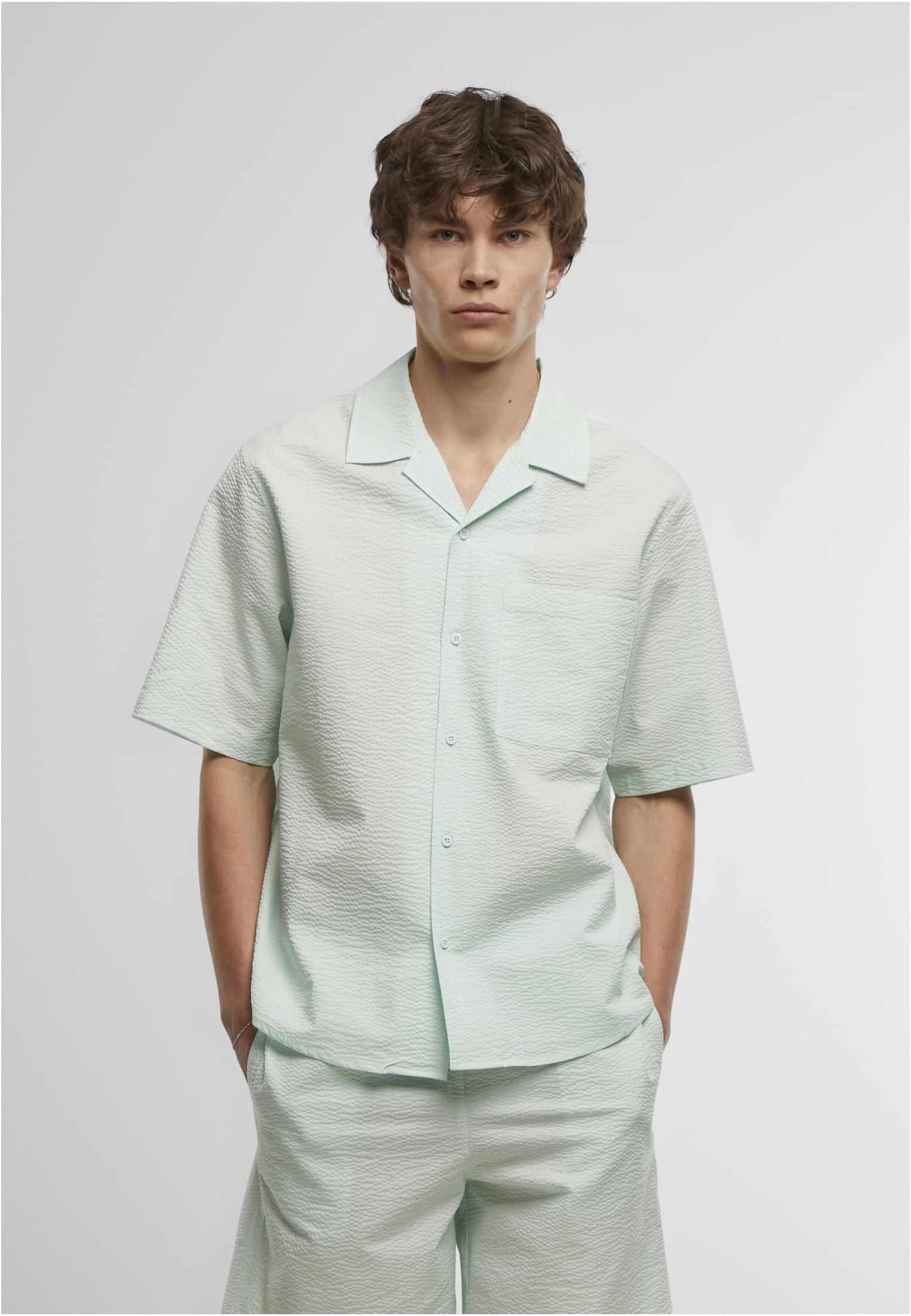 Urban Classics Camicia Relaxed Seersucker Short Sleeve frostmint