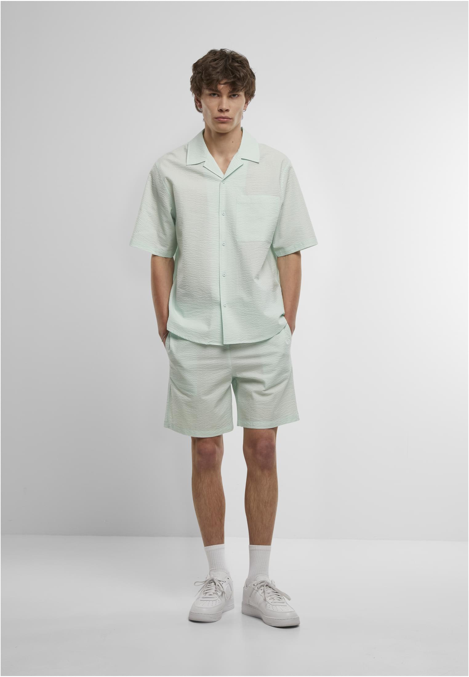 Urban Classics Camicia Relaxed Seersucker Short Sleeve frostmint
