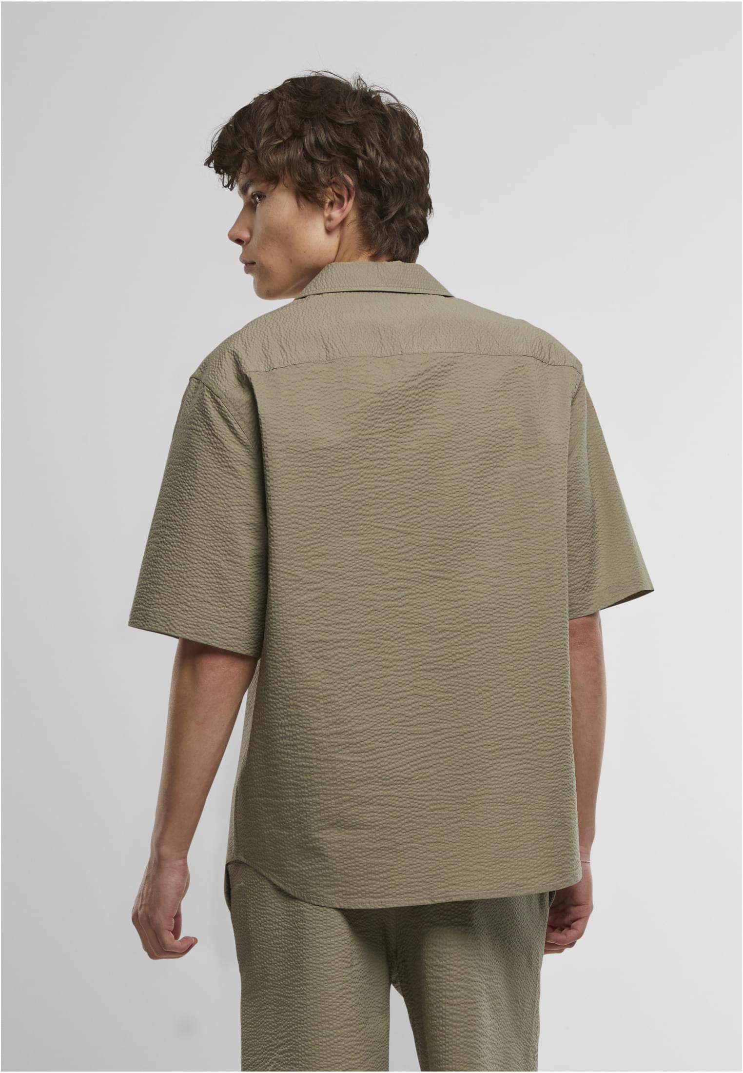 UC Men Camicia Relaxed Seersucker Short Sleeve paleolive