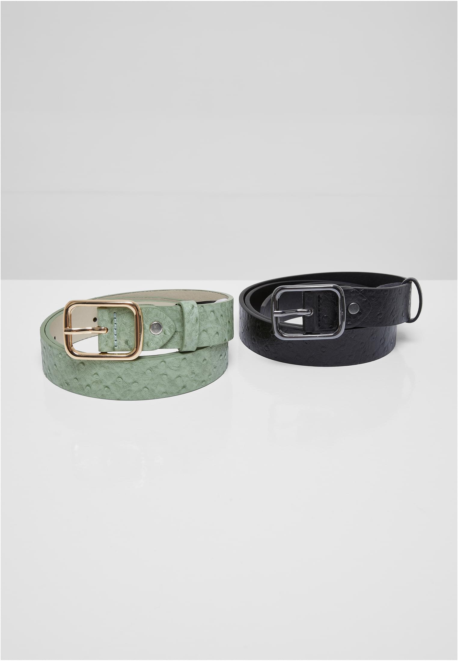 2-Pack-TB6434A Leather Belt Synthetic Ostrich