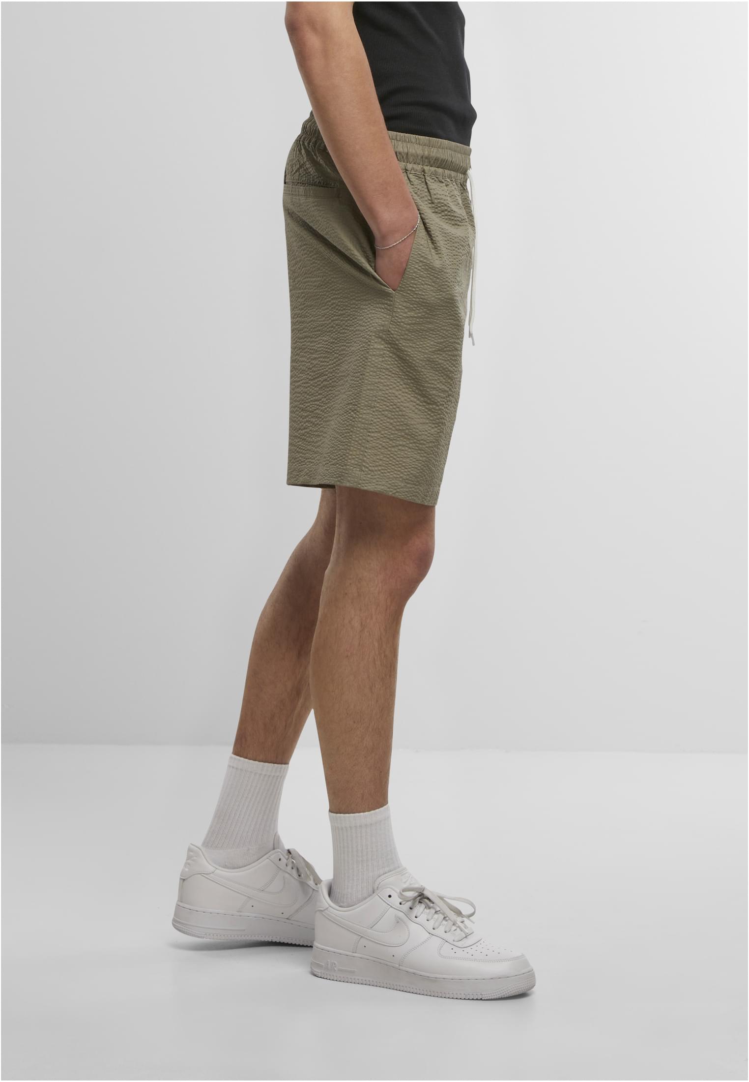 UC Men Pantaloncini Basic Seersucker paleolive