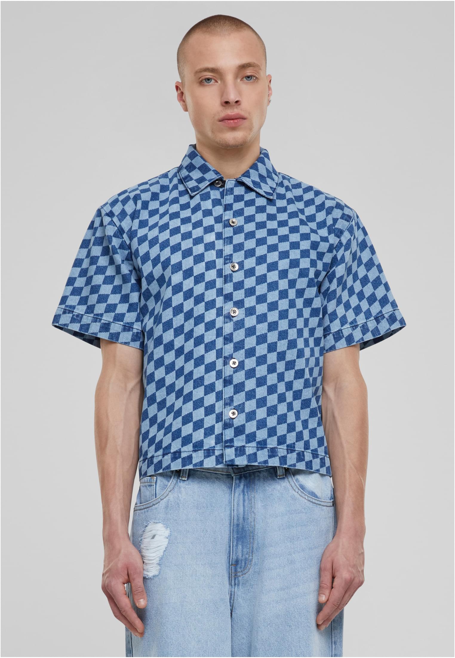 Urban Classics Camicia Laser Check Printed Boxy bluelasercheck