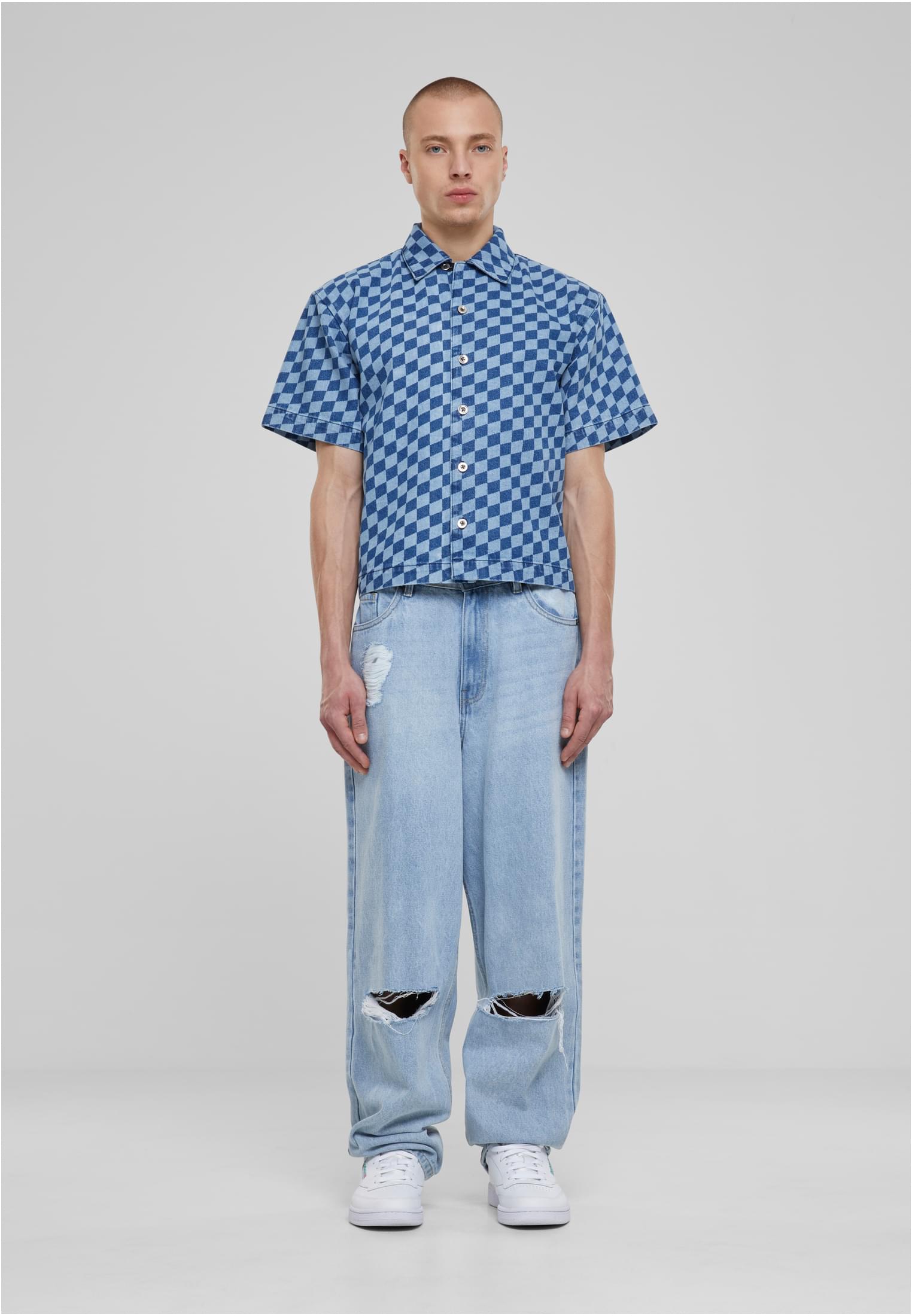 Urban Classics Camicia Laser Check Printed Boxy bluelasercheck