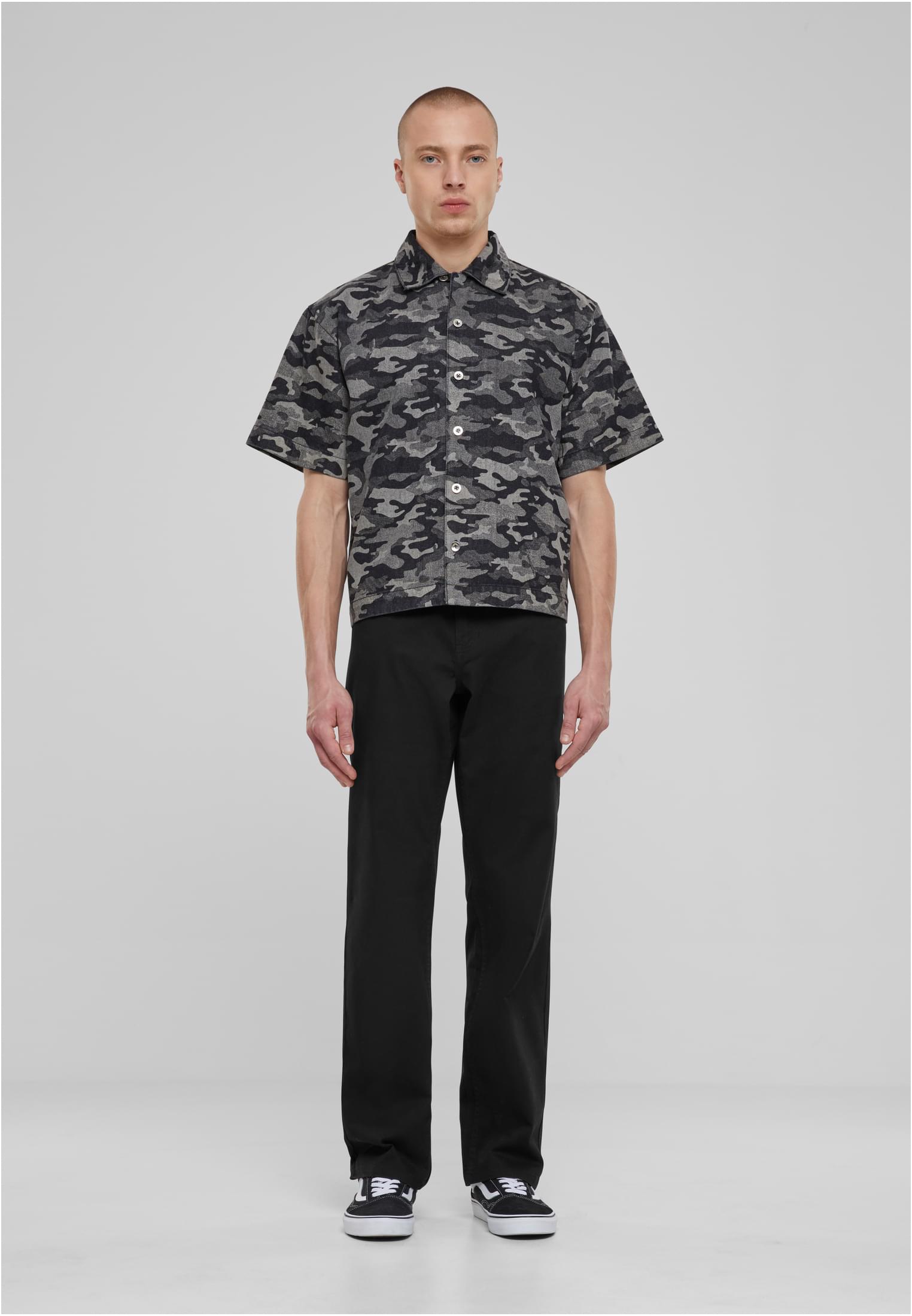 UC Men Camicia Laser Camo Printed Boxy blacklasercamo