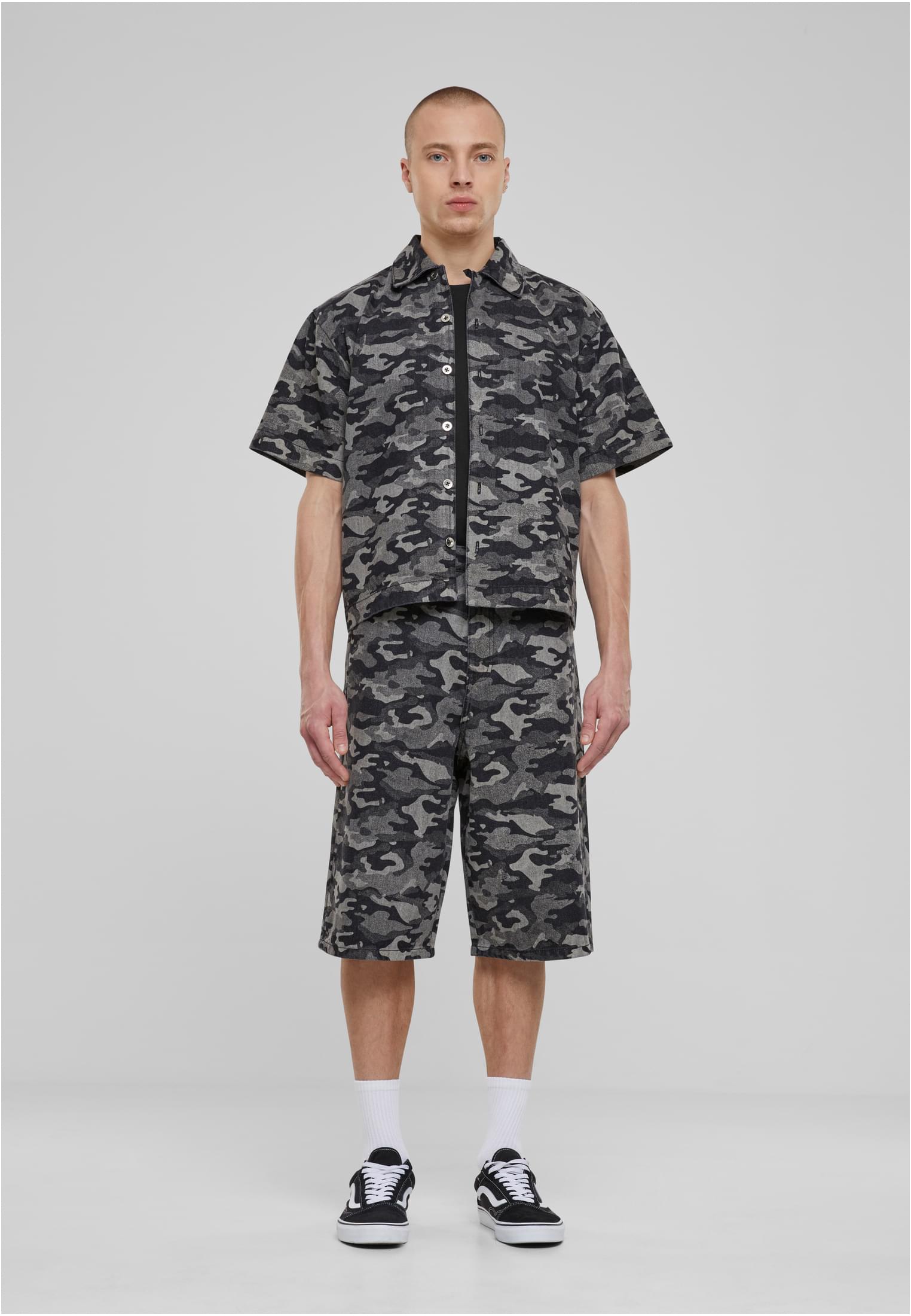 UC Men Camicia Laser Camo Printed Boxy blacklasercamo