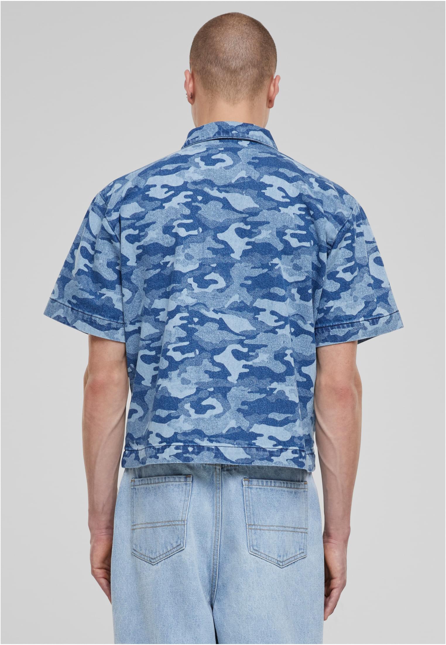 UC Men Camicia Laser Camo Printed Boxy bluelasercamo