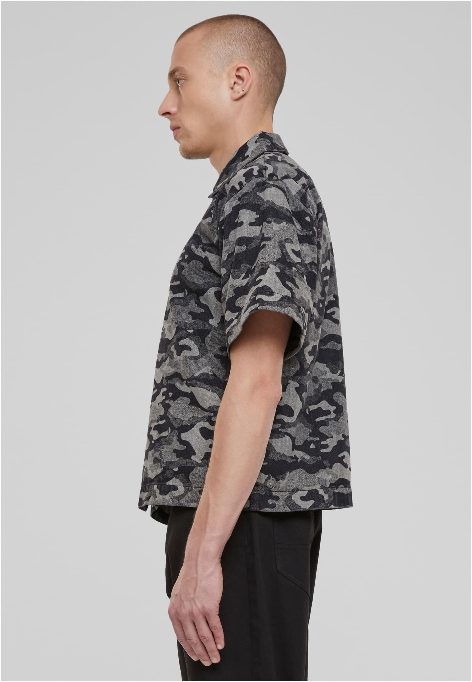 UC Men Camicia Laser Camo Printed Boxy blacklasercamo