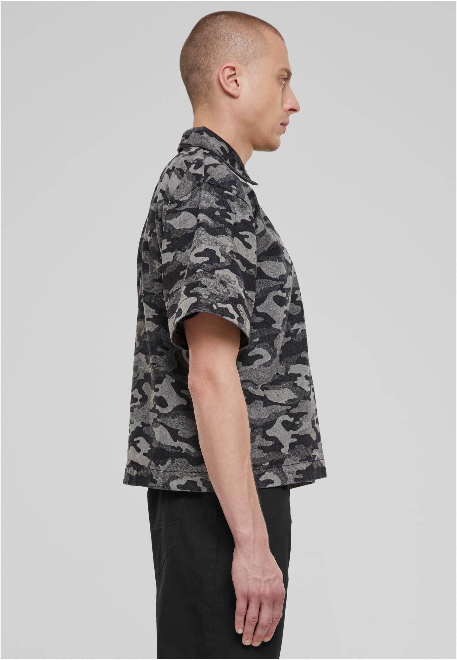 UC Men Camicia Laser Camo Printed Boxy blacklasercamo