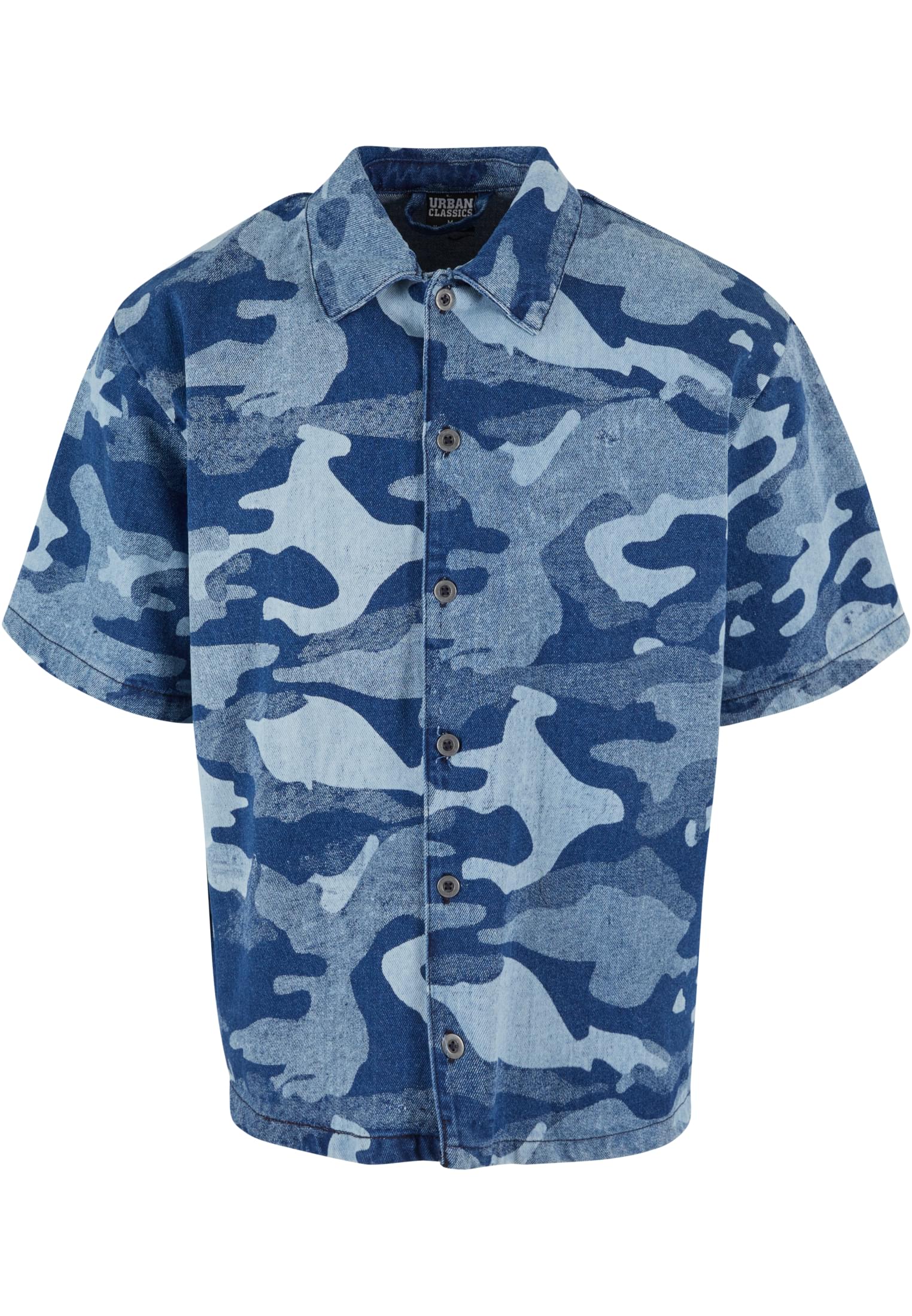UC Men Camicia Laser Camo Printed Boxy bluelasercamo