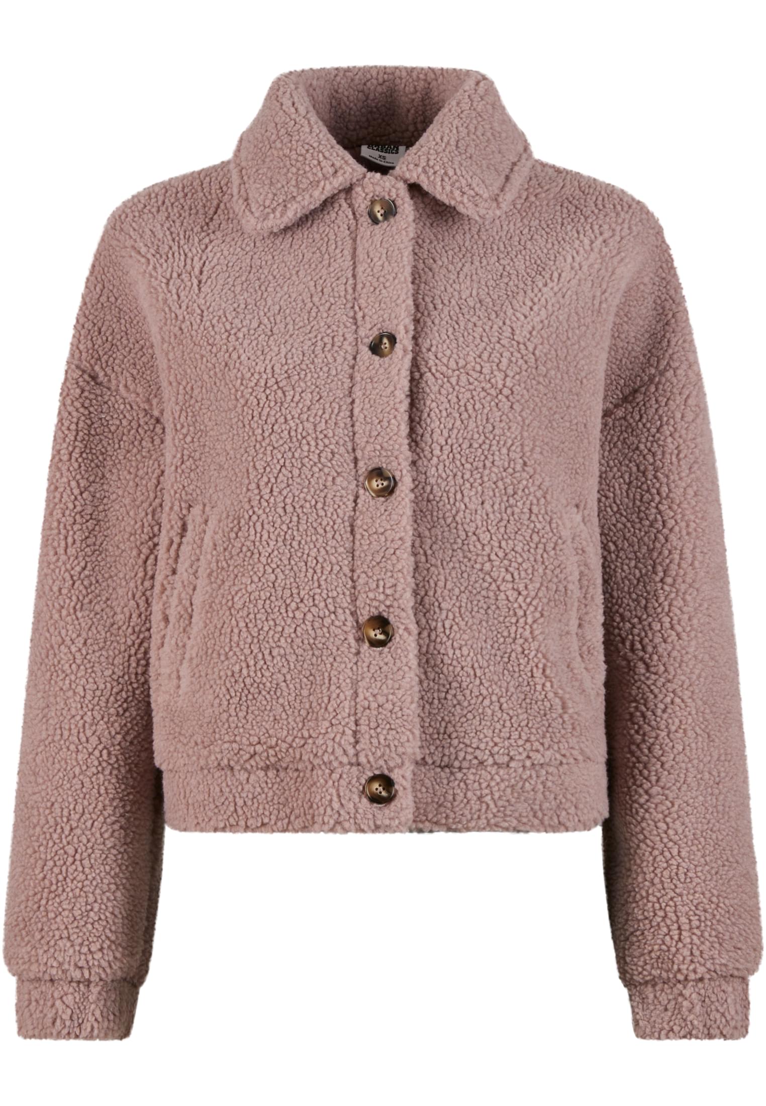 Urban Classics Giacca Short Sherpa Button duskrose