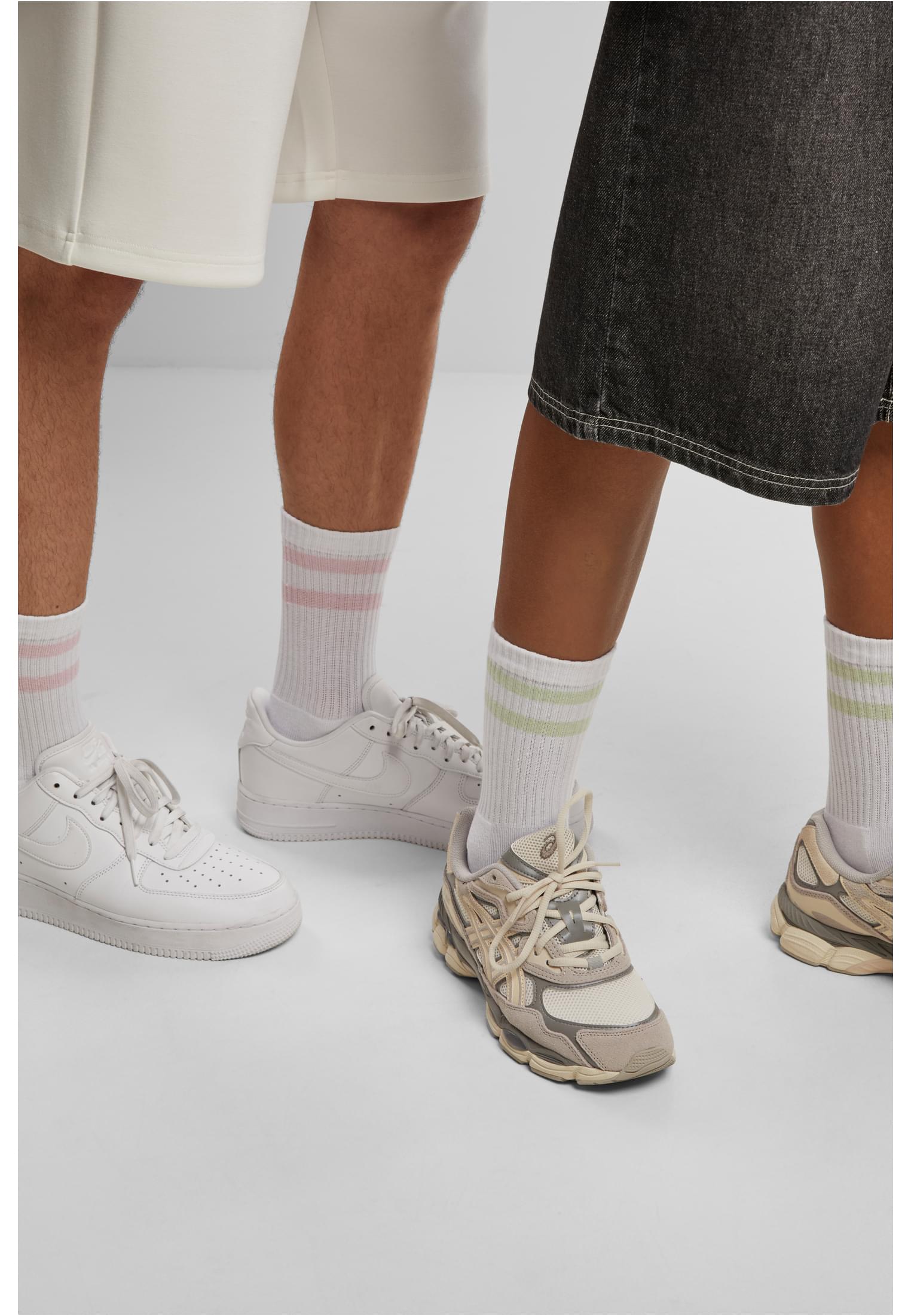 Urban Classics Calze Double Stripe white/black/whitefreezblue/whitelightmint/whitesoftapricot/whiteblushedrose