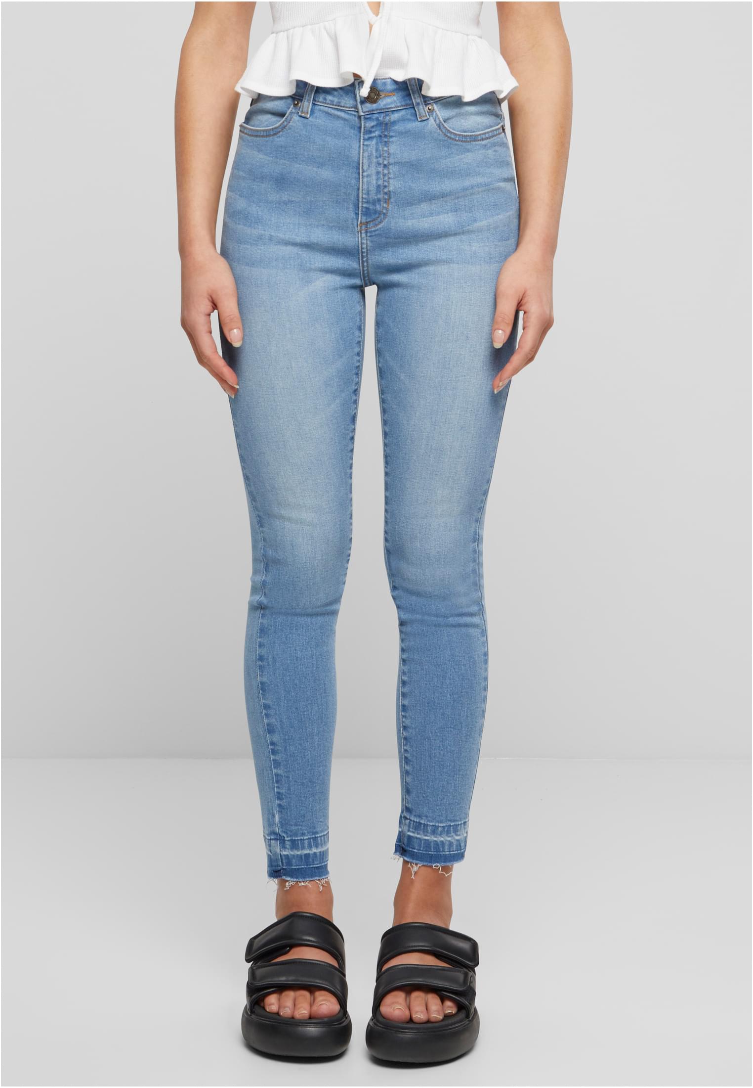 UC Ladies Jeans Skinny High Waist Open Hem clearblue bleached