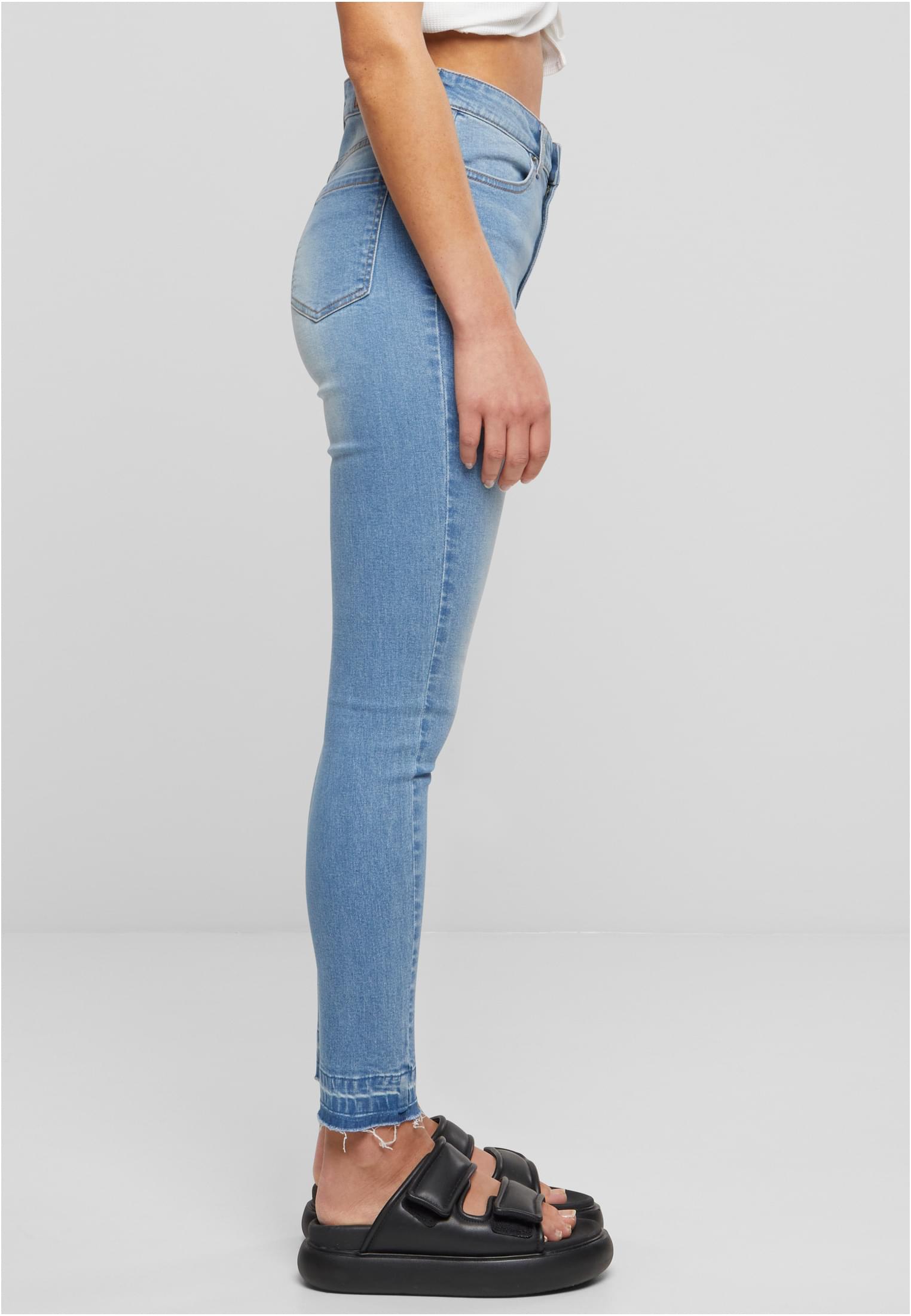 UC Ladies Jeans Skinny High Waist Open Hem clearblue bleached