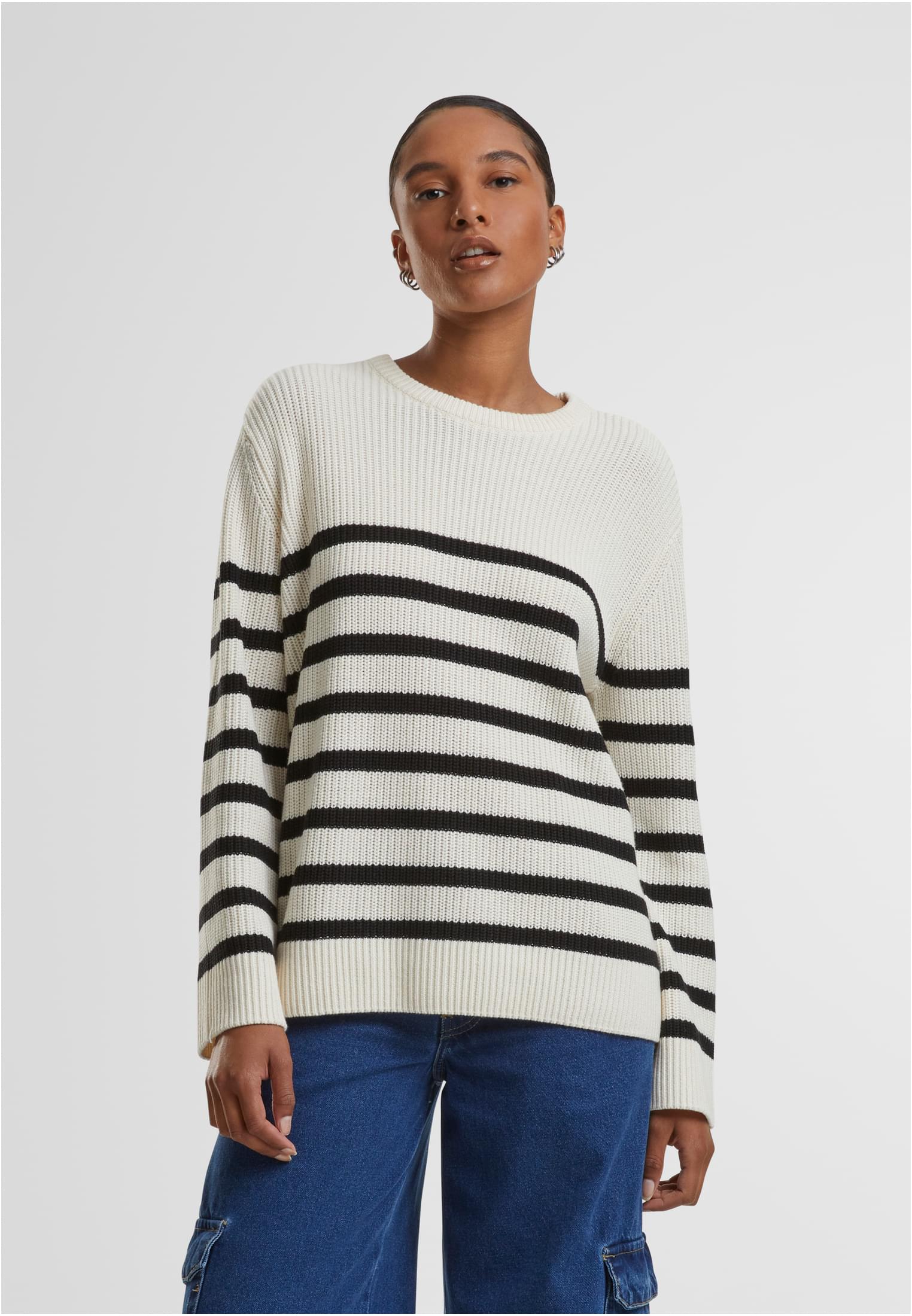 Urban Classics Maglione Rib Striped whitesand/black