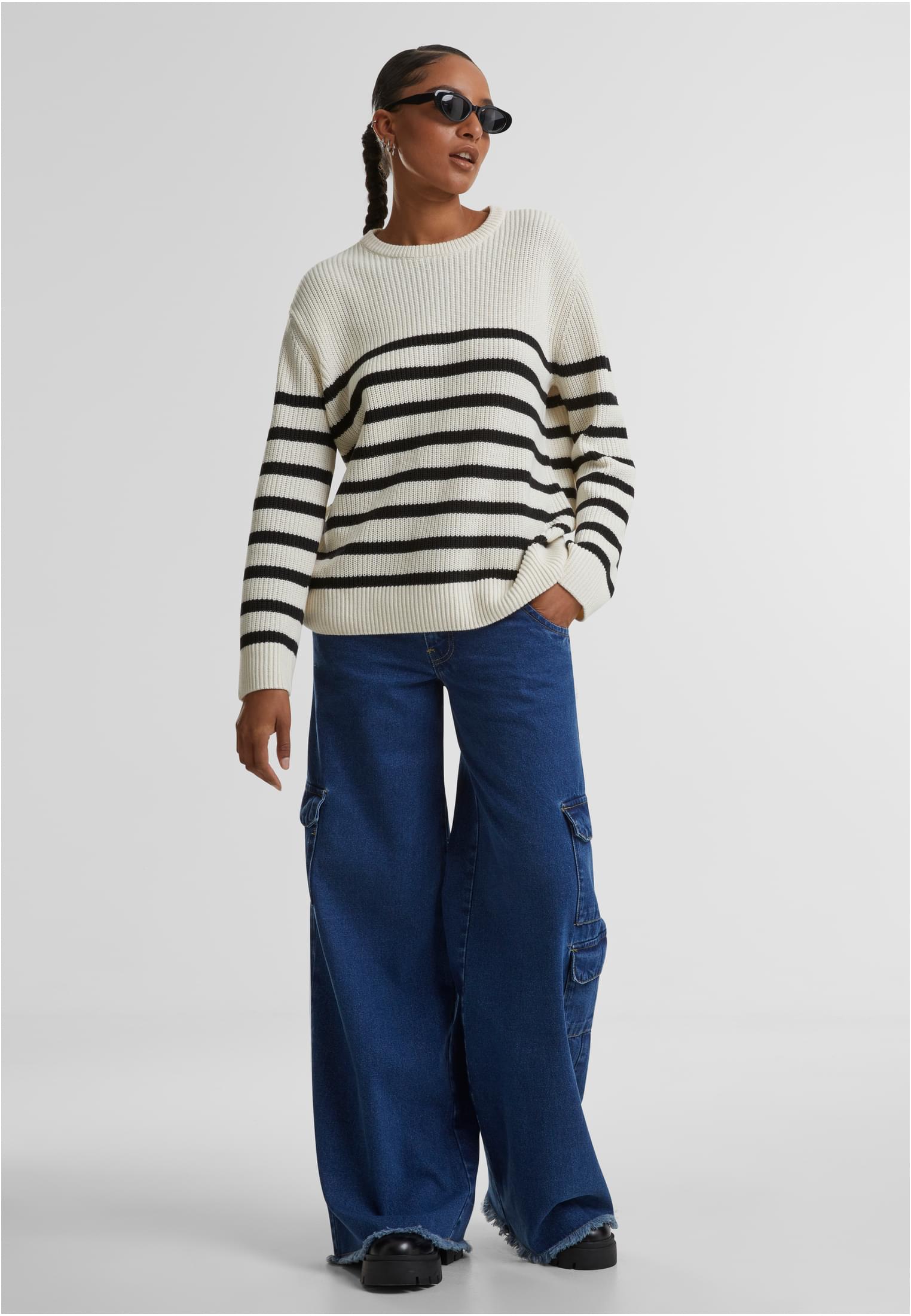 Urban Classics Maglione Rib Striped whitesand/black