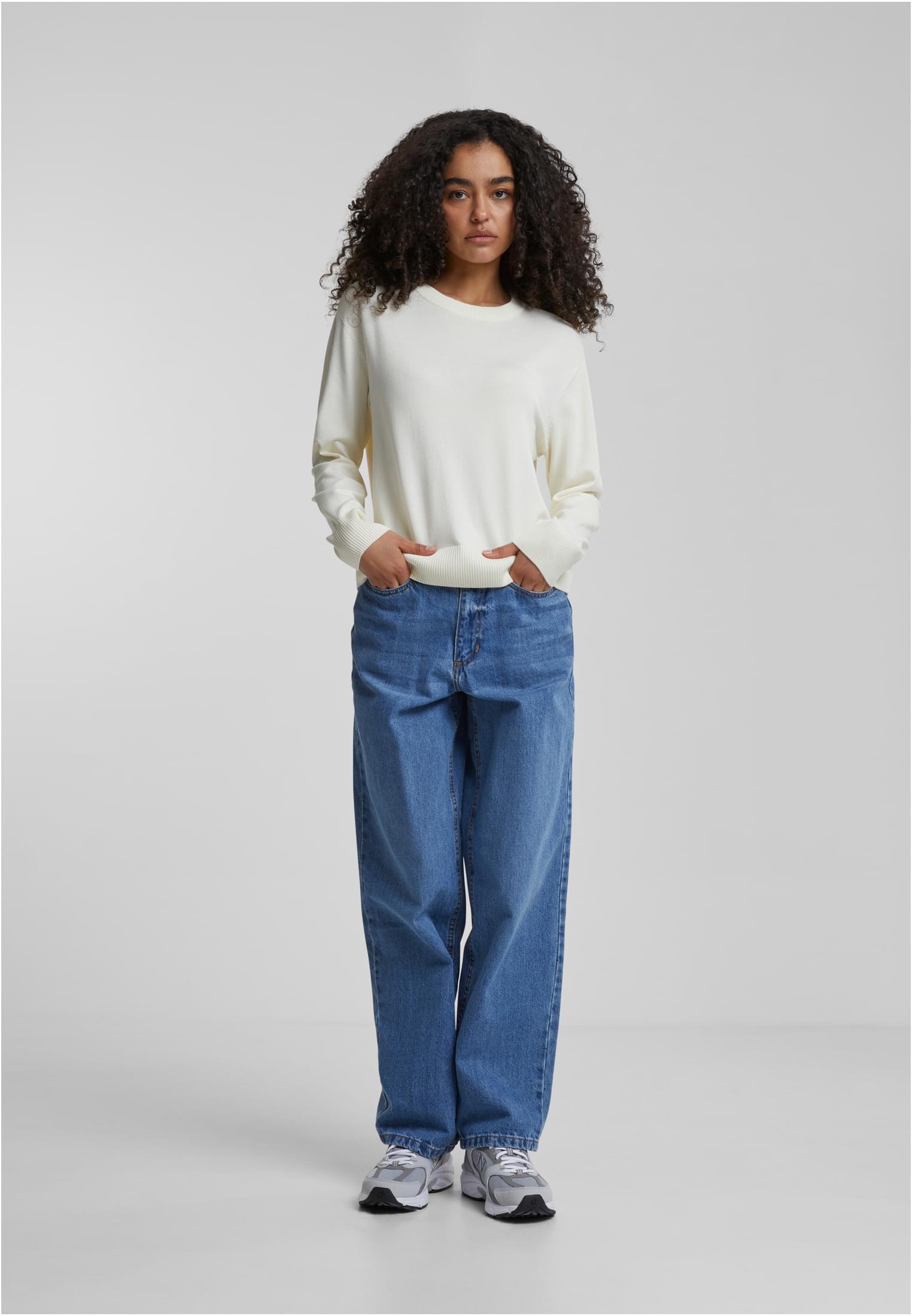 UC Ladies Maglione Knitted Roundneck whitesand