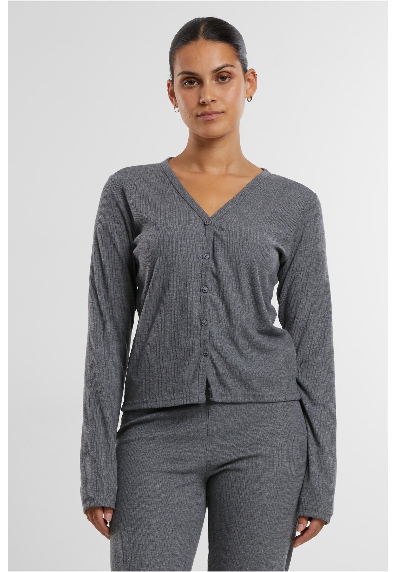 UC Ladies Cardigan Rib darkgreymelange