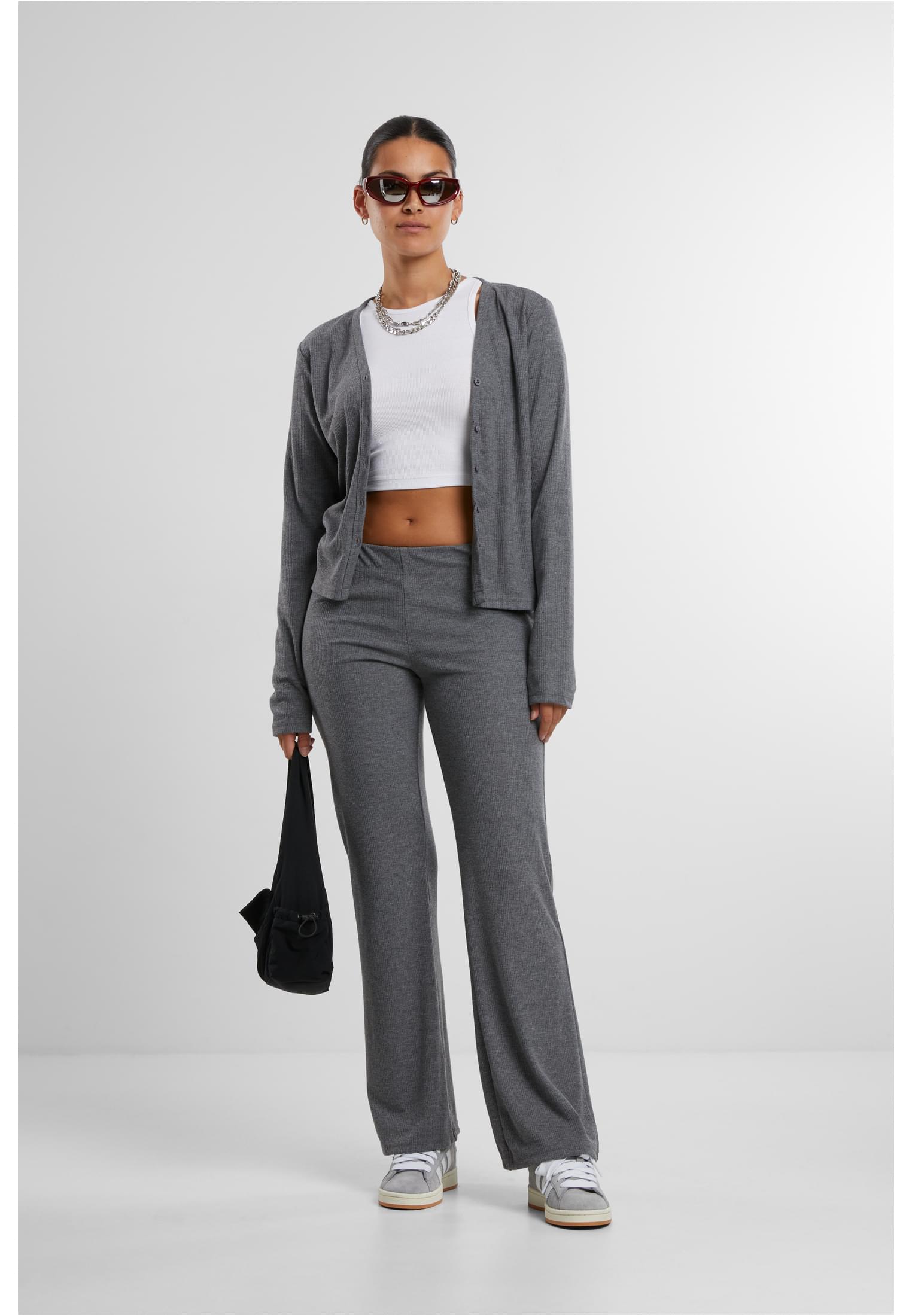 UC Ladies Cardigan Rib darkgreymelange