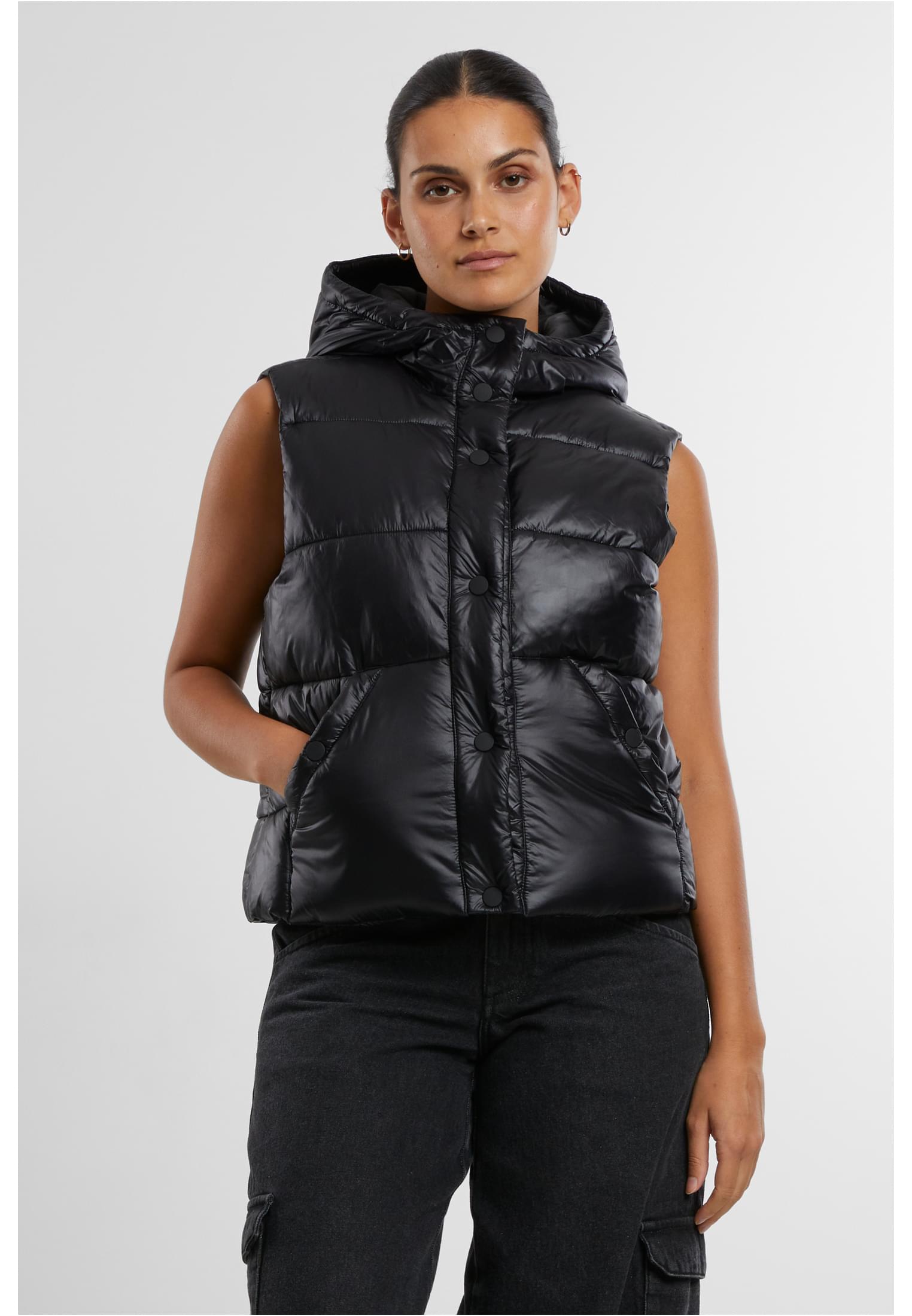 UC Ladies Gilet Essentials Shiny with Hood