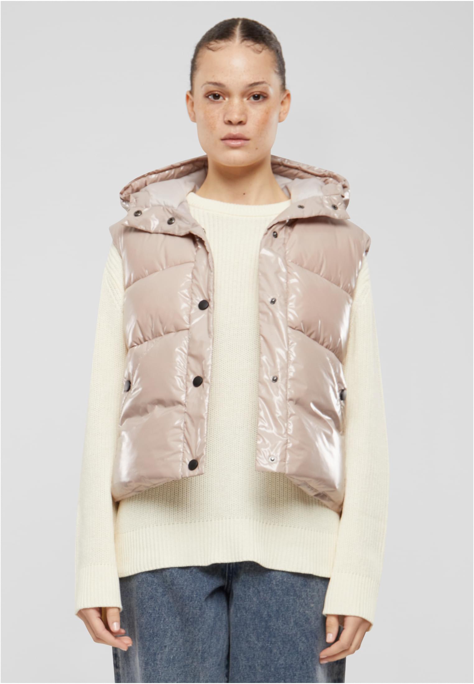 Urban Classics Gilet Essentials Shiny with Hood duskrose