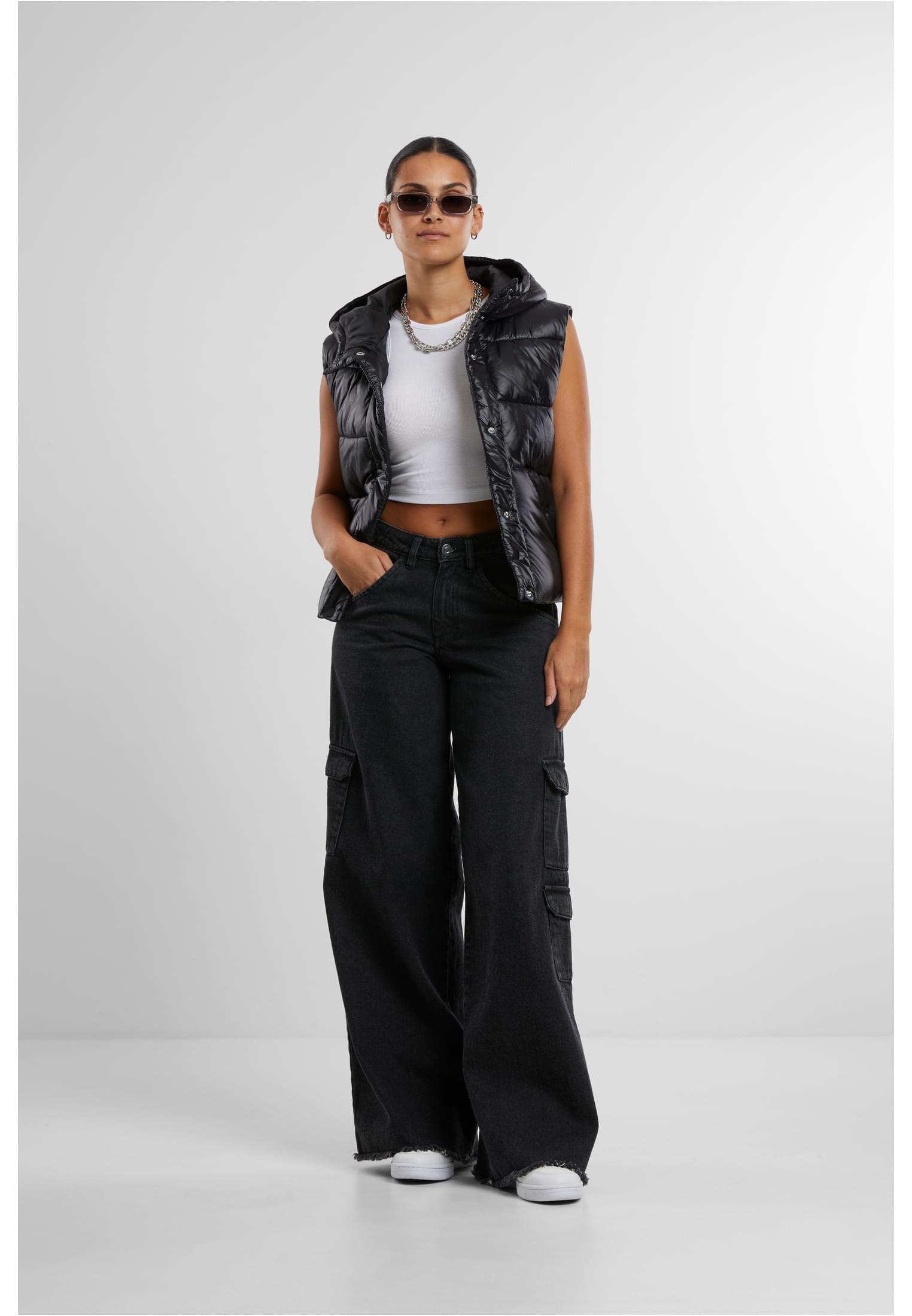 UC Ladies Gilet Essentials Shiny with Hood