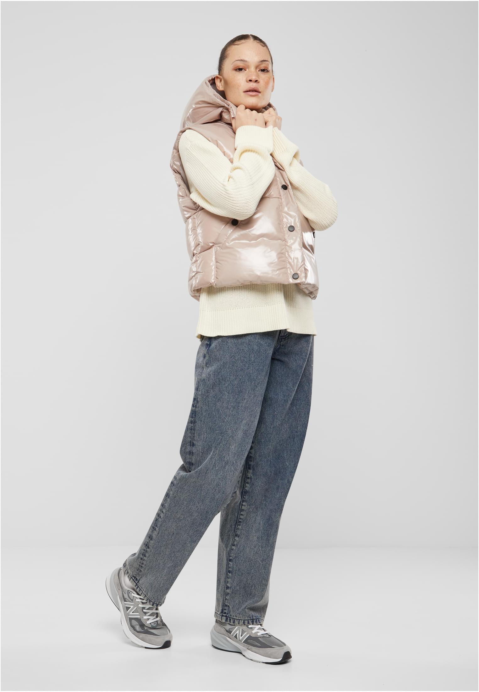 Urban Classics Gilet Essentials Shiny with Hood duskrose
