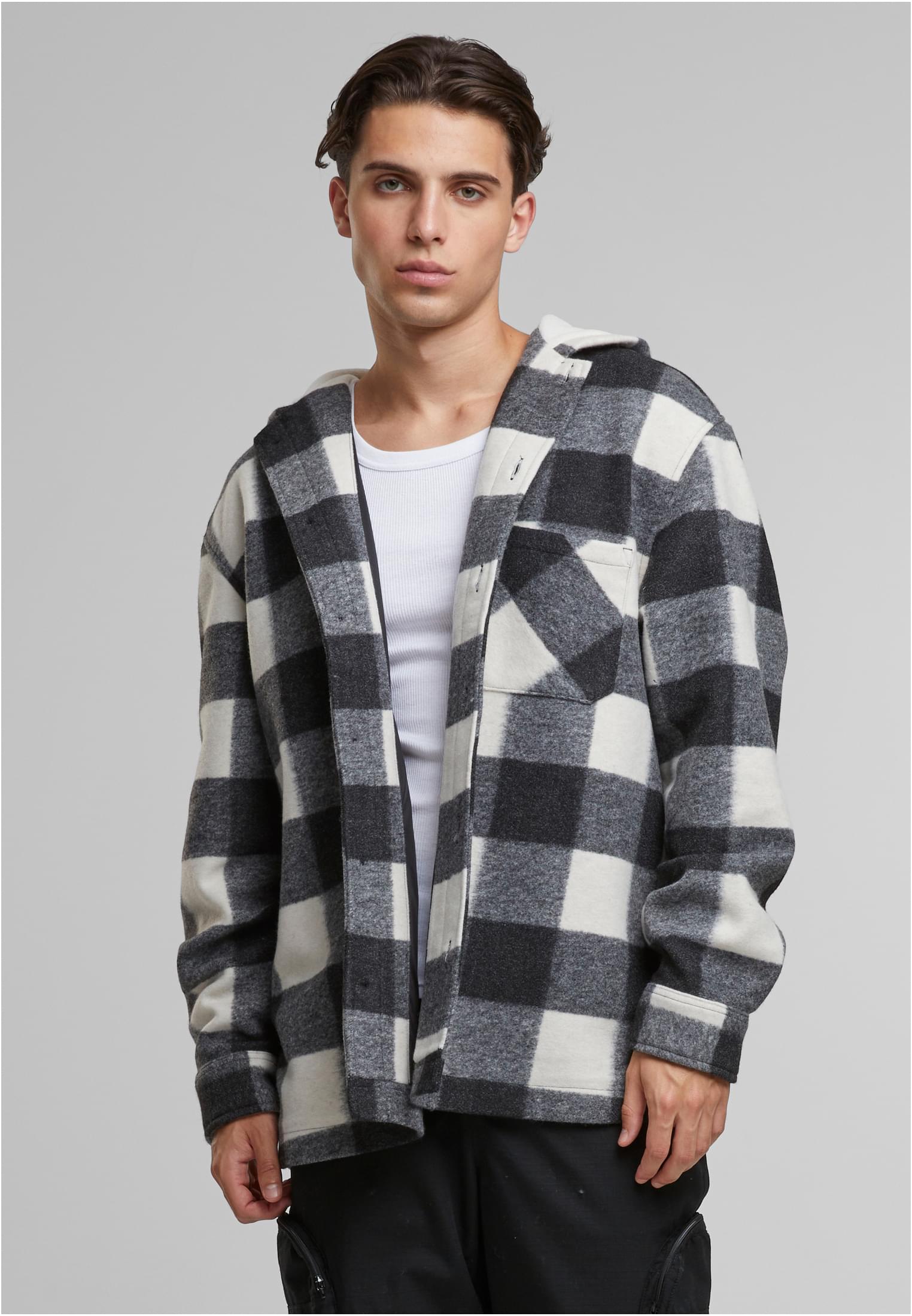 UC Men Giacca Big Check With Hood whitesand/black