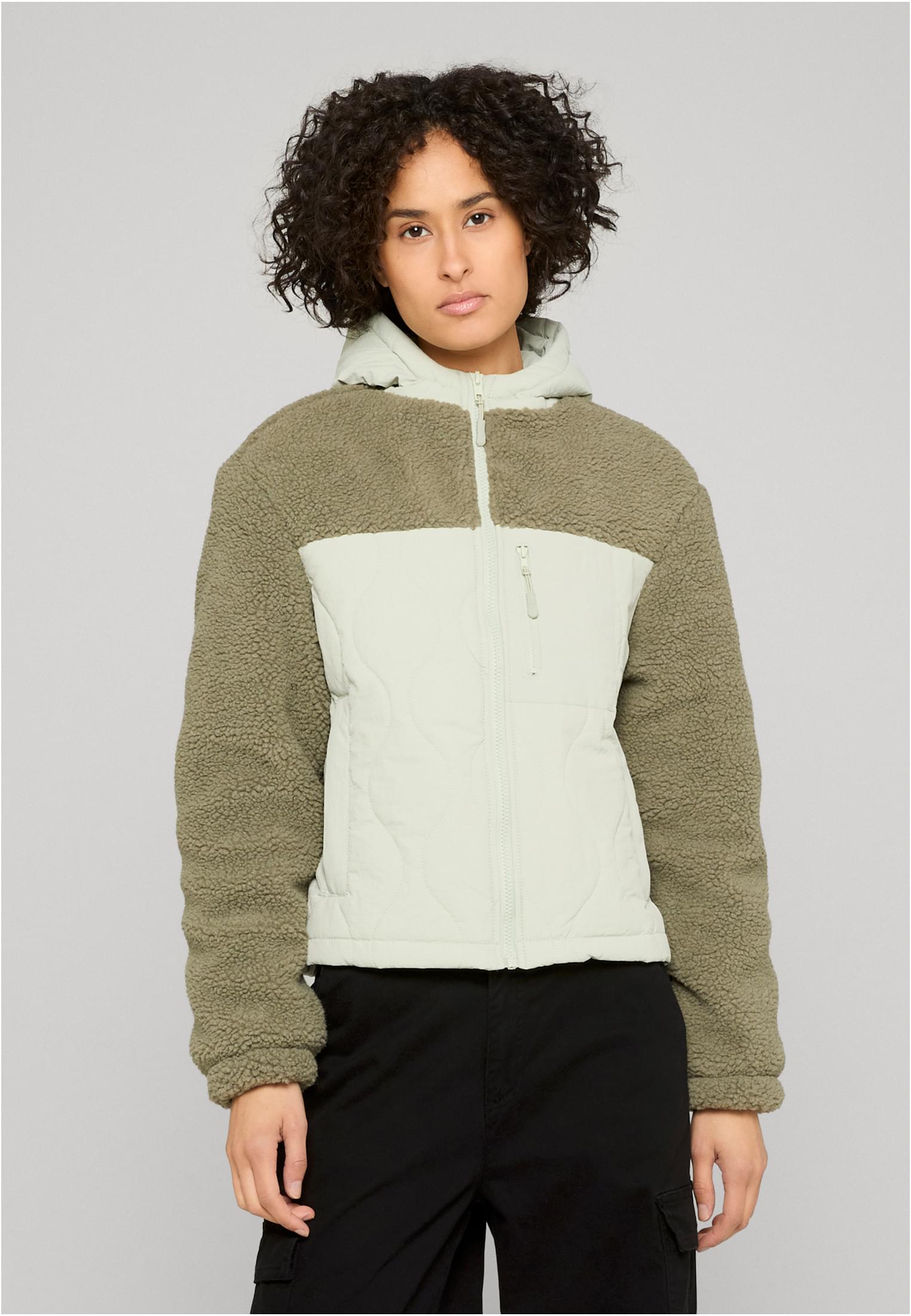 UC Ladies Giacca Sherpa Crinkle Nylon Mix palegreen/stonegreen