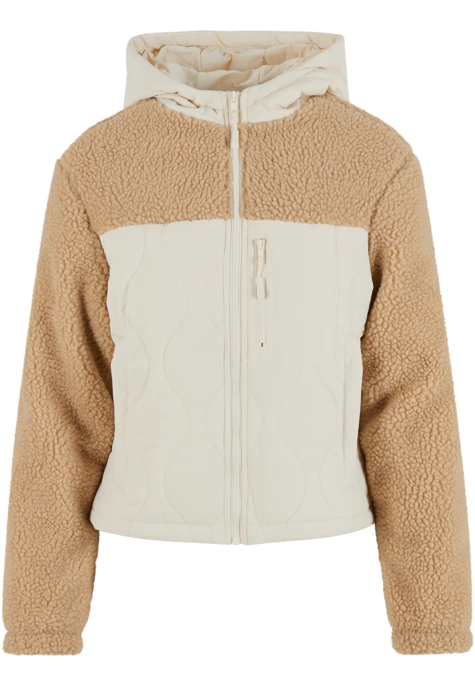 Urban Classics Giacca Sherpa Crinkle Nylon Mix unionbeige/whitesand