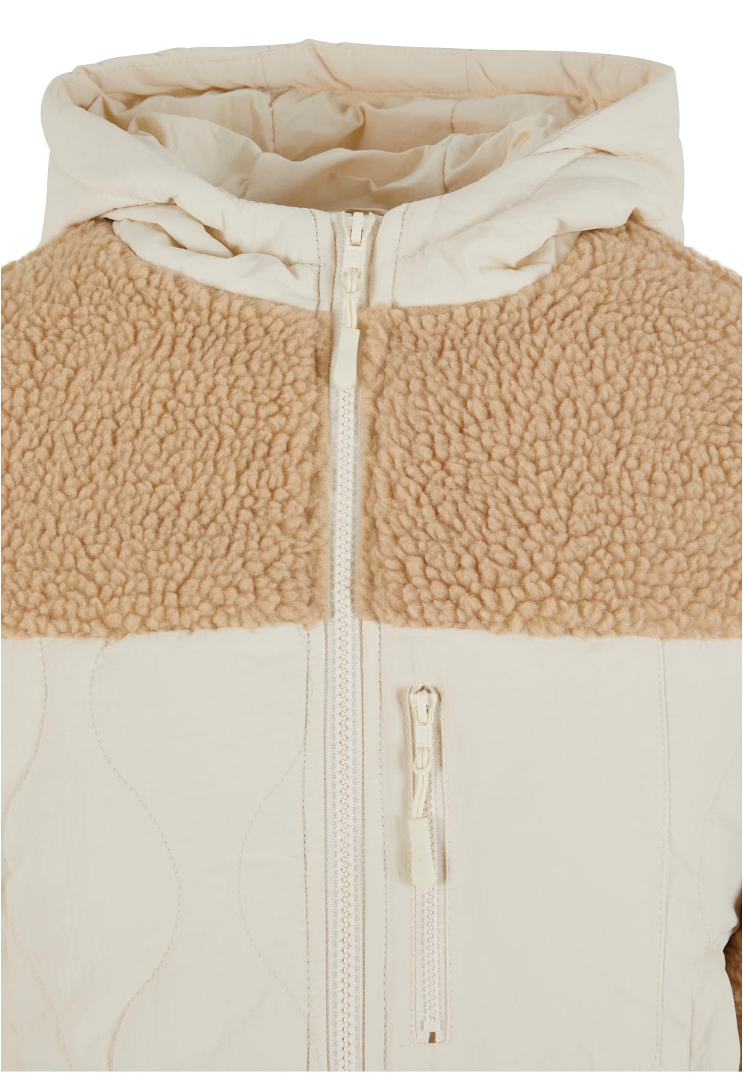 Urban Classics Giacca Sherpa Crinkle Nylon Mix unionbeige/whitesand