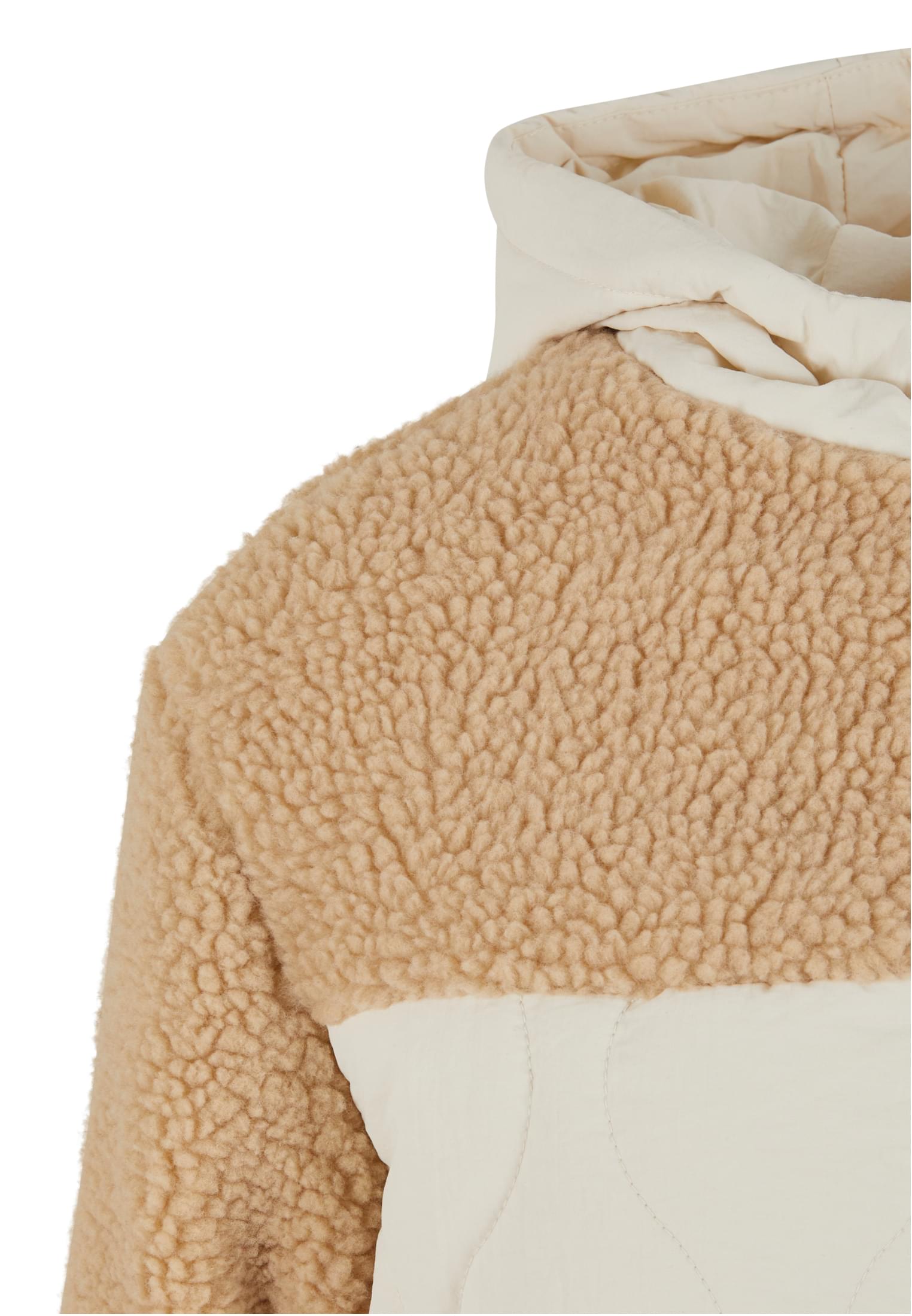 Urban Classics Giacca Sherpa Crinkle Nylon Mix unionbeige/whitesand