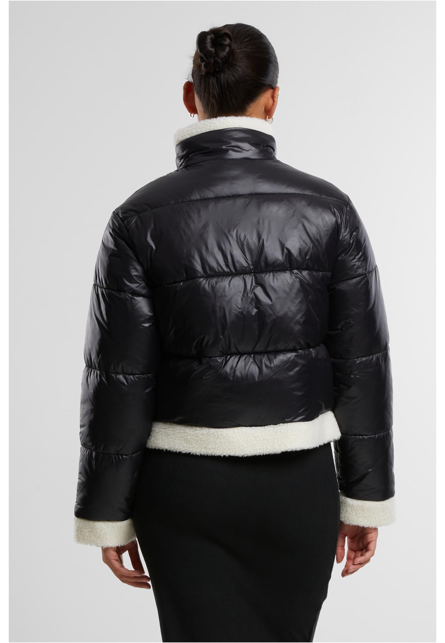 UC Ladies Giacca Essentials Shiny Sherpa black/whitesand