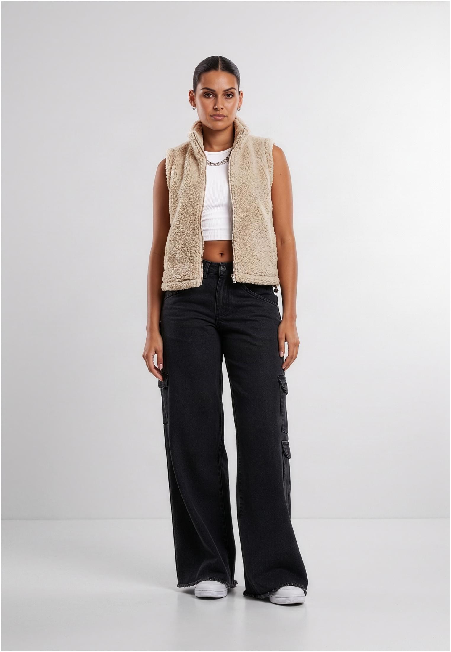 Urban Classics Gilet Short Sherpa whitesand