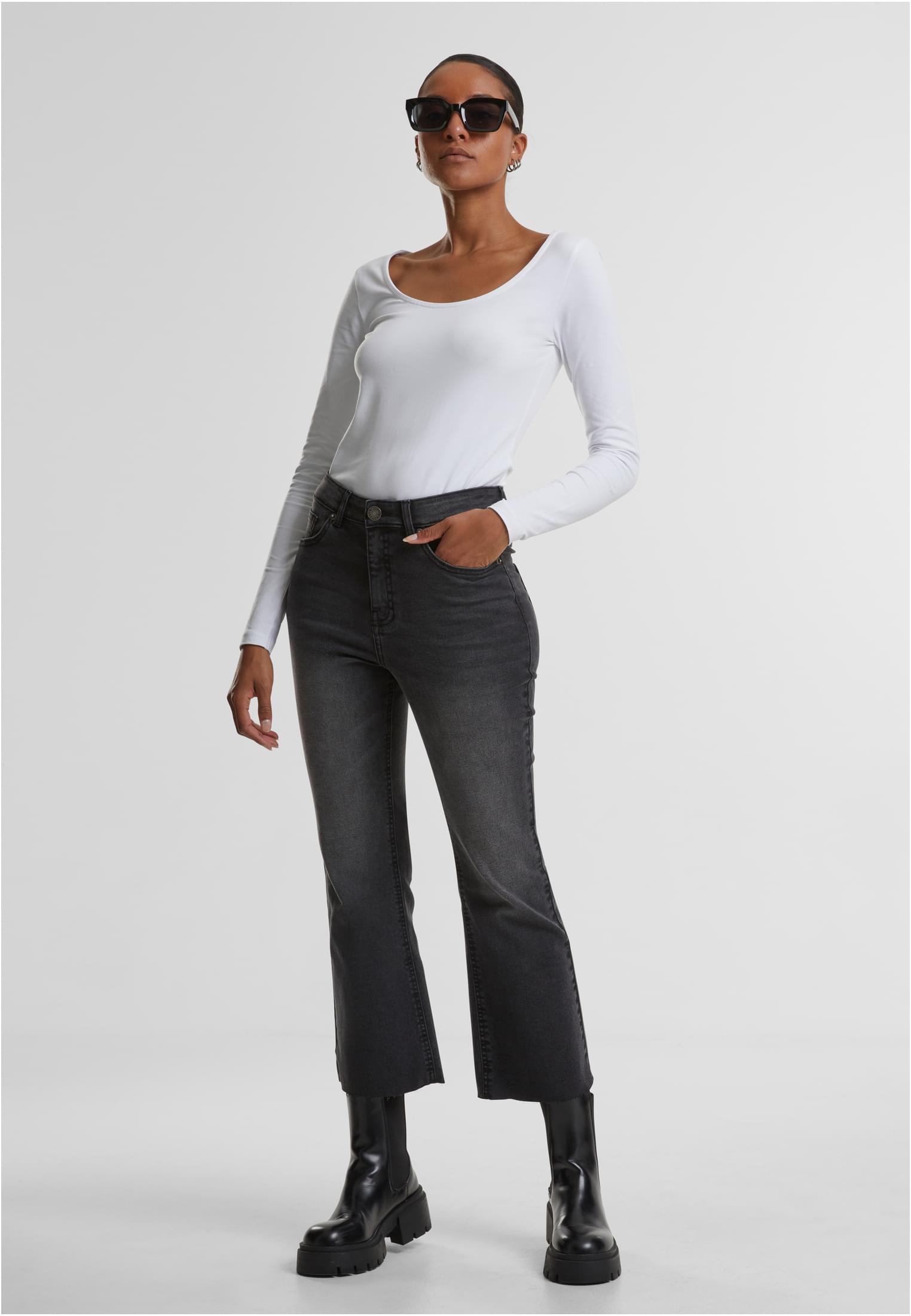 Urban Classics Pantaloni Cropped Flared washed