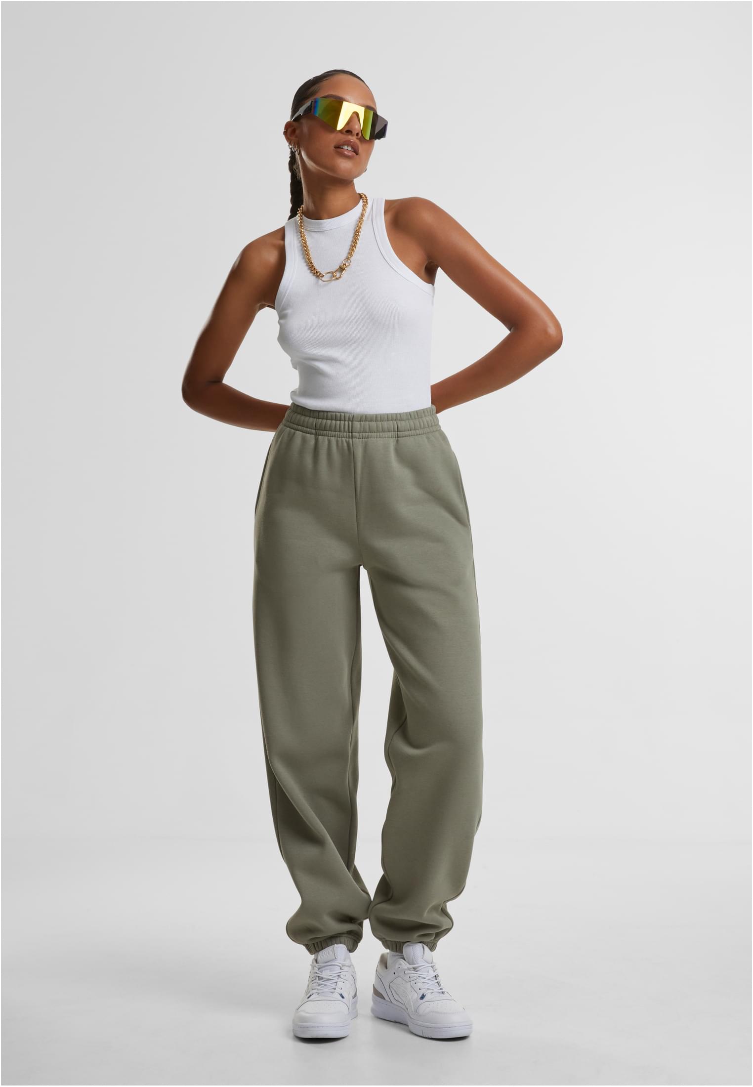 UC Ladies Pantaloni della tuta Fluffy paleolive