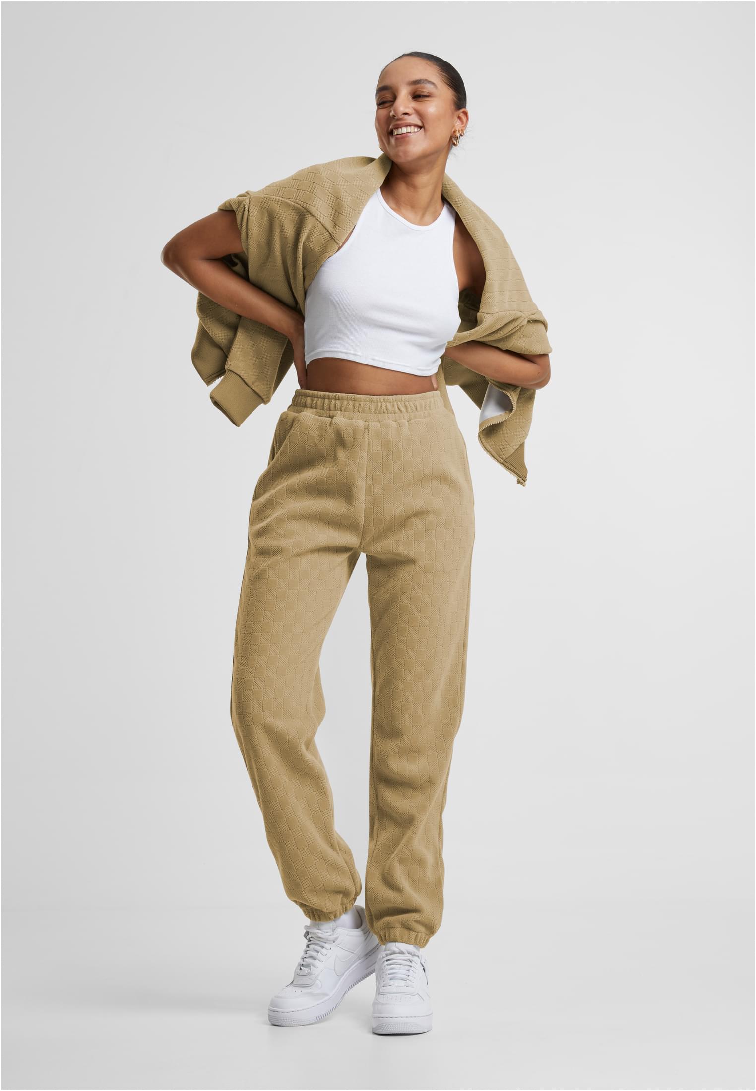 Urban Classics Pantaloni della tuta Jacquard Velvet unionbeige