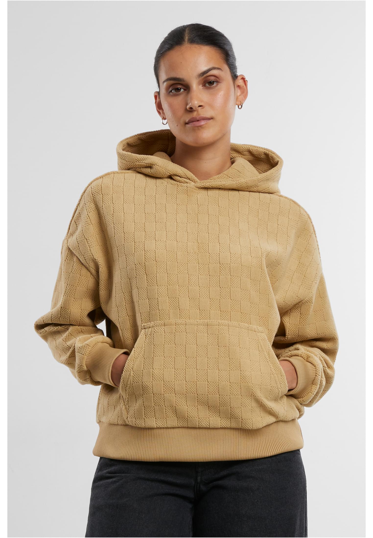 UC Ladies Felpa con cappuccio Jacquard Velvet Oversized unionbeige