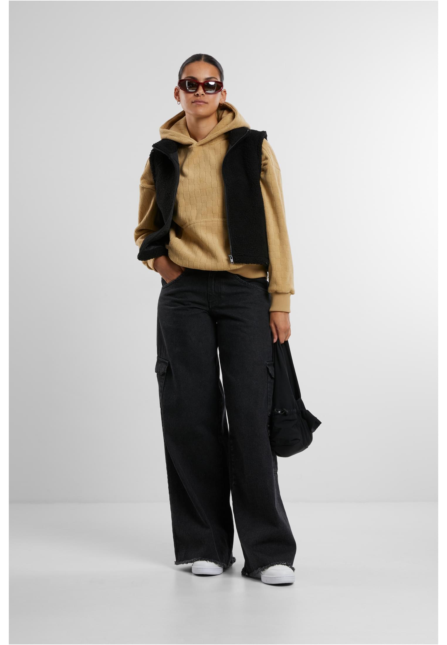 UC Ladies Felpa con cappuccio Jacquard Velvet Oversized unionbeige
