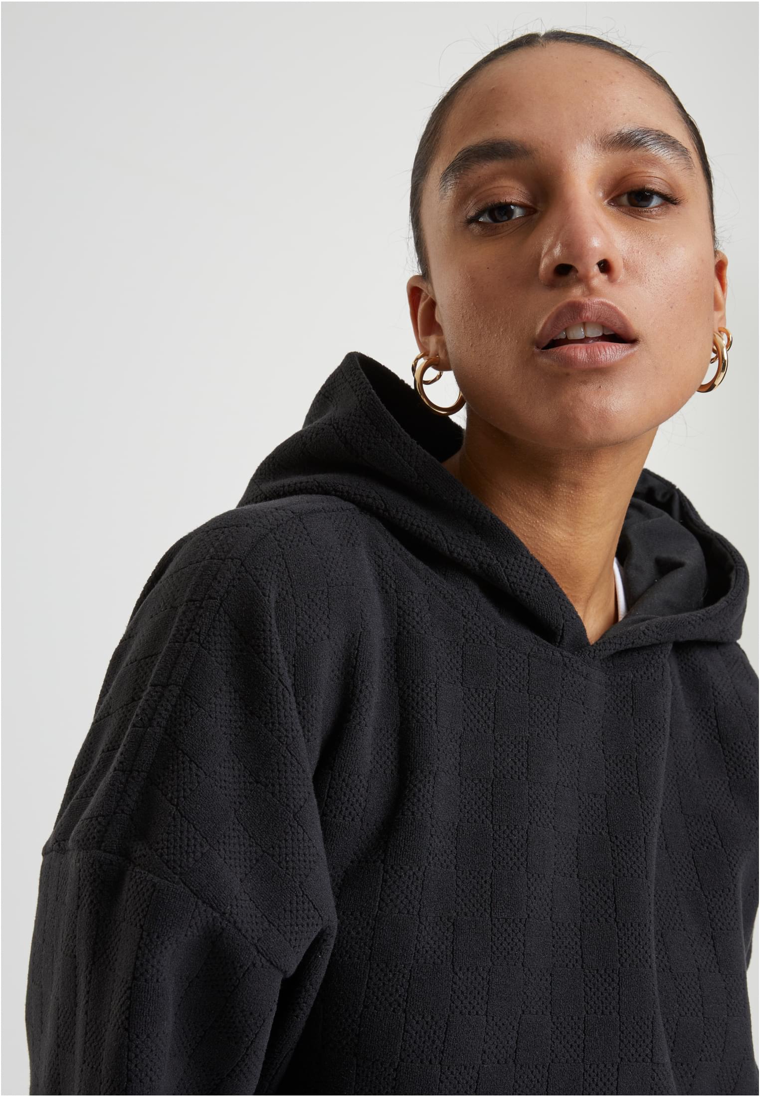 Urban Classics Felpa con cappuccio Jacquard Velvet Oversized