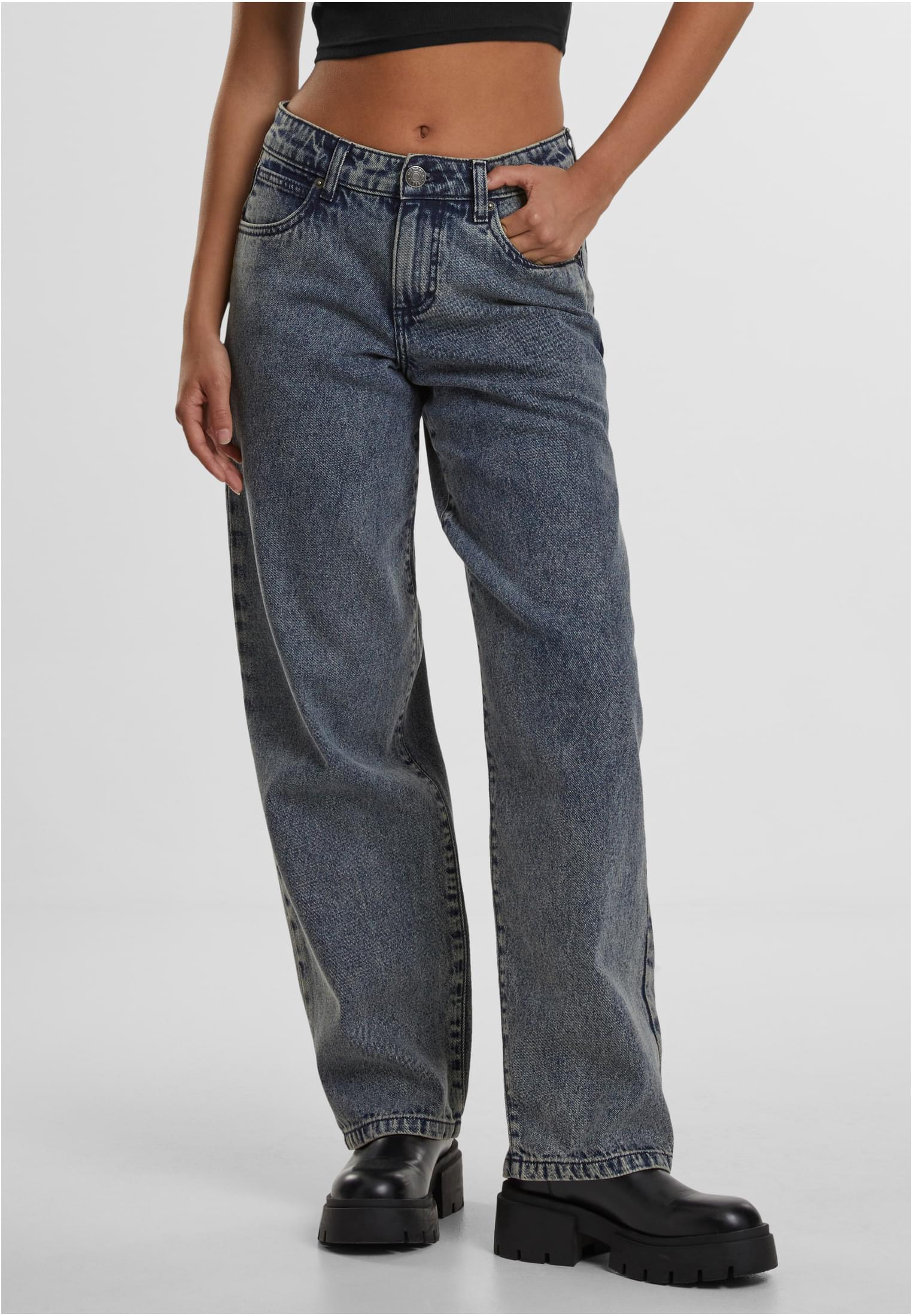 UC Ladies Jeans Mid Waist dirty washed