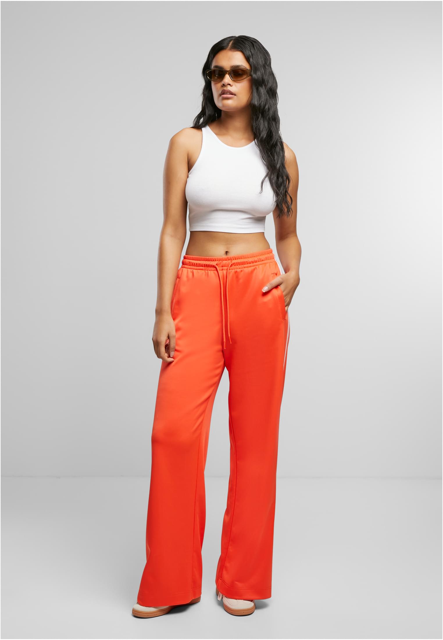 Urban Classics Pantaloni Wide Leg Track signalred