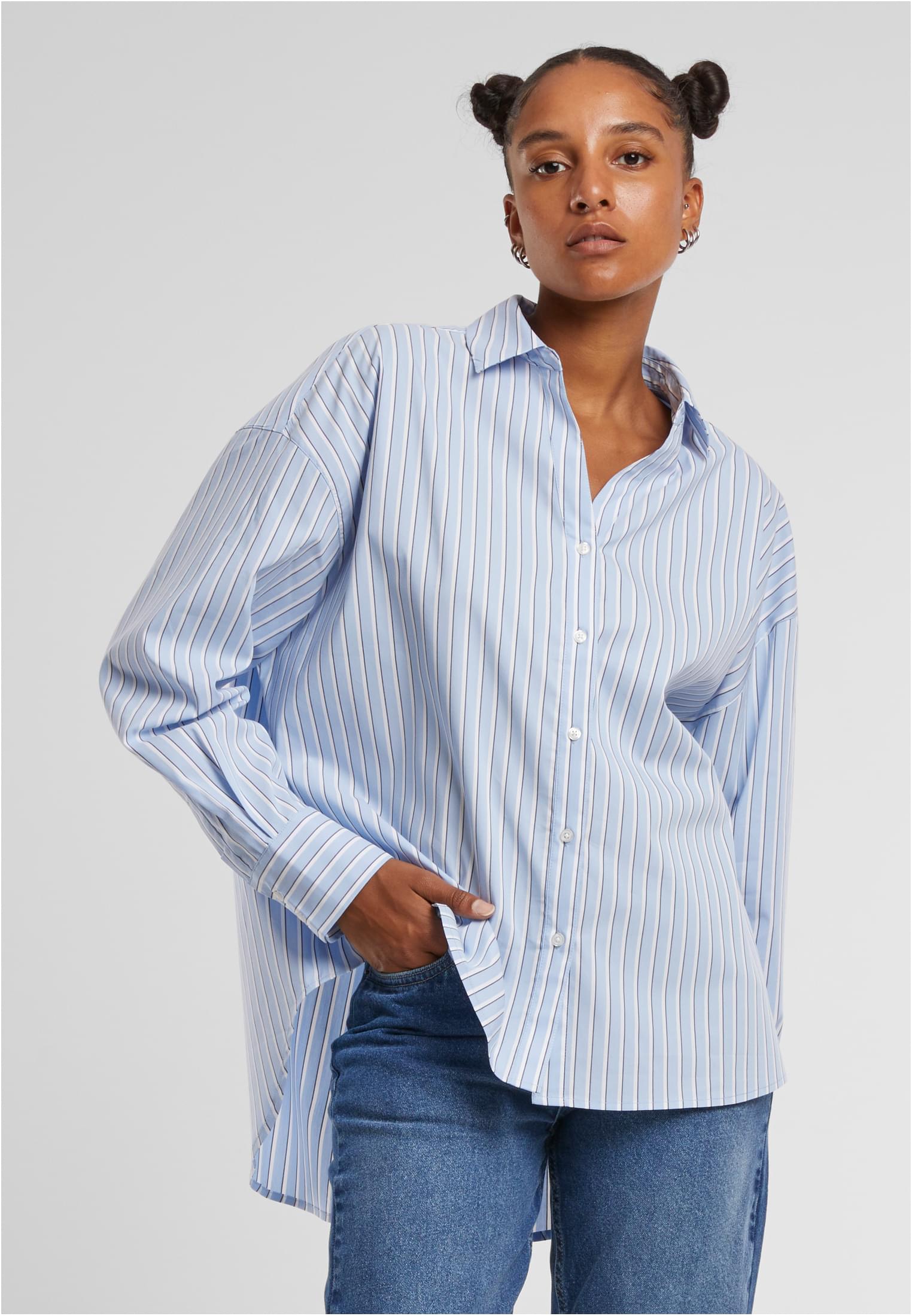 Urban Classics Blusa Oversized Striped powderblue/white