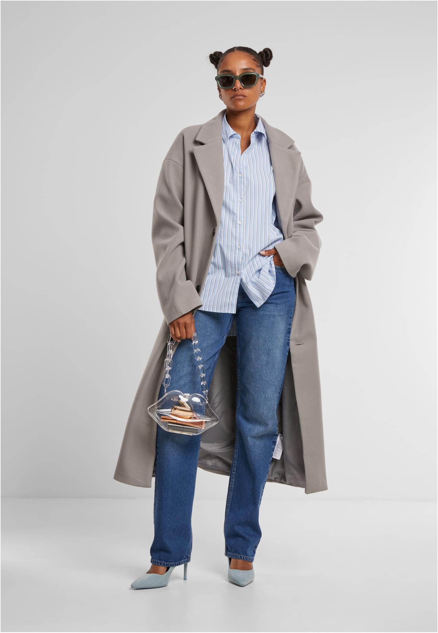 Urban Classics Blusa Oversized Striped powderblue/white