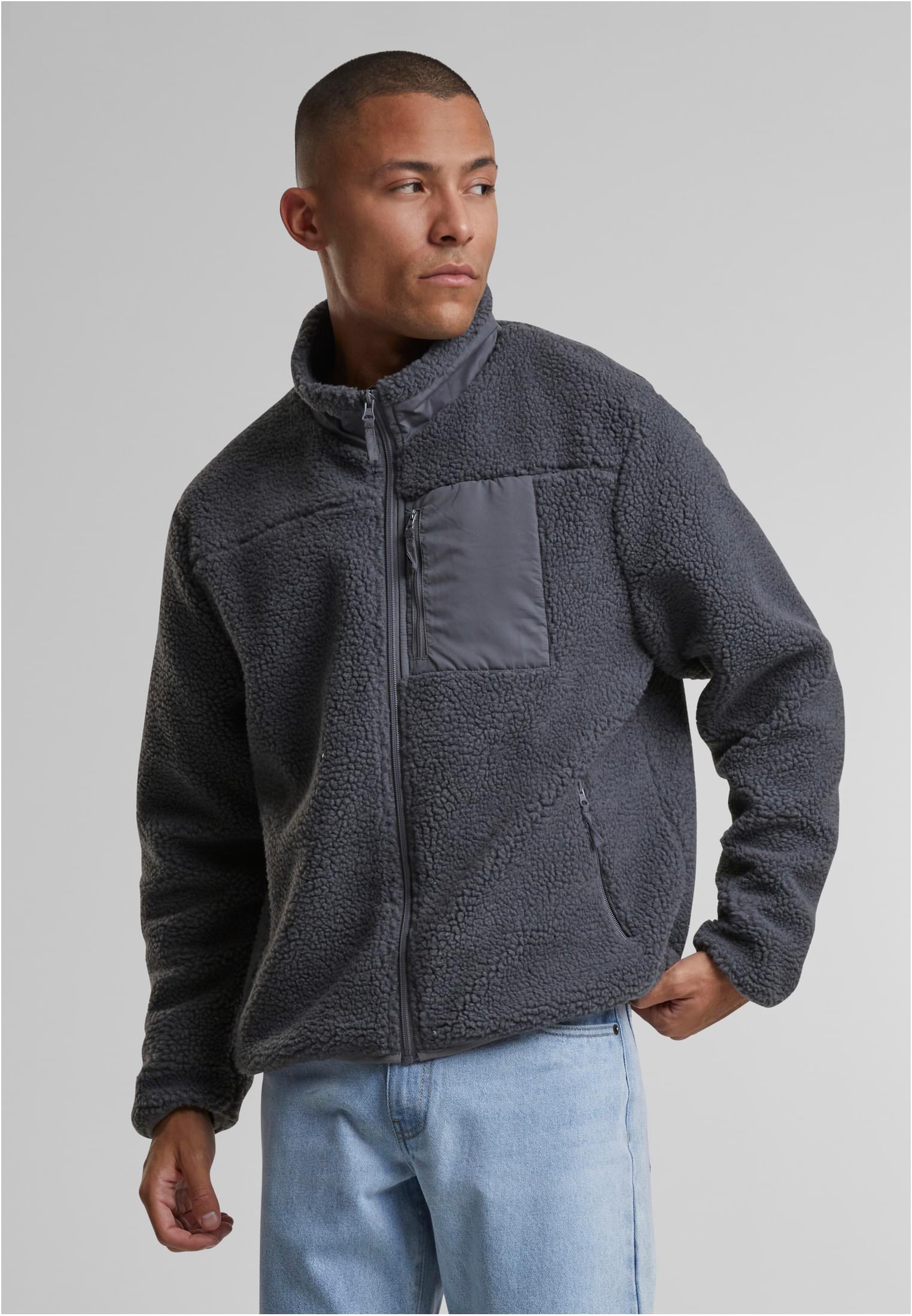 UC Men Giacca Teddy With Stand Up Collar cloudgrey